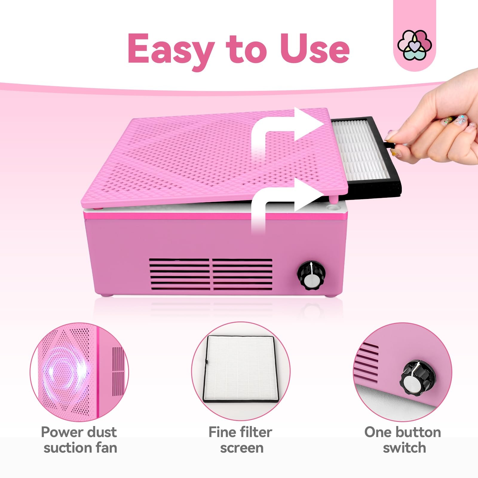 Saviland Nail Dust Collector 60W Powerful Nail Vacuum Dust Collector Brush