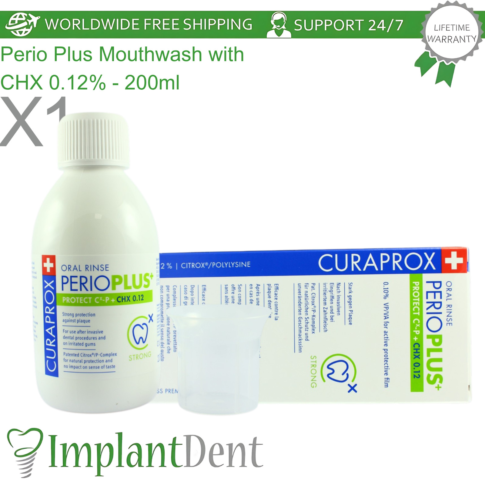 Dental Mouthwash 200ml Perio Plus CHX 0.12% Caries Prevention Oral Care Curaprox