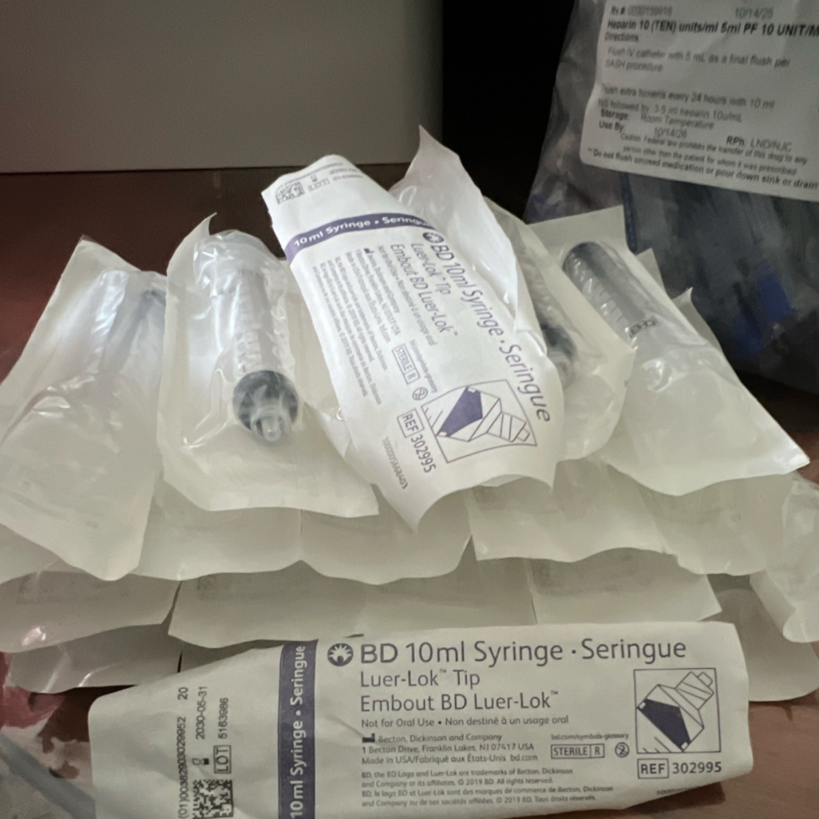 BD 10ml Syringe Luer-Lok Tip 302995 Biological Laboratory Veterinary Dental