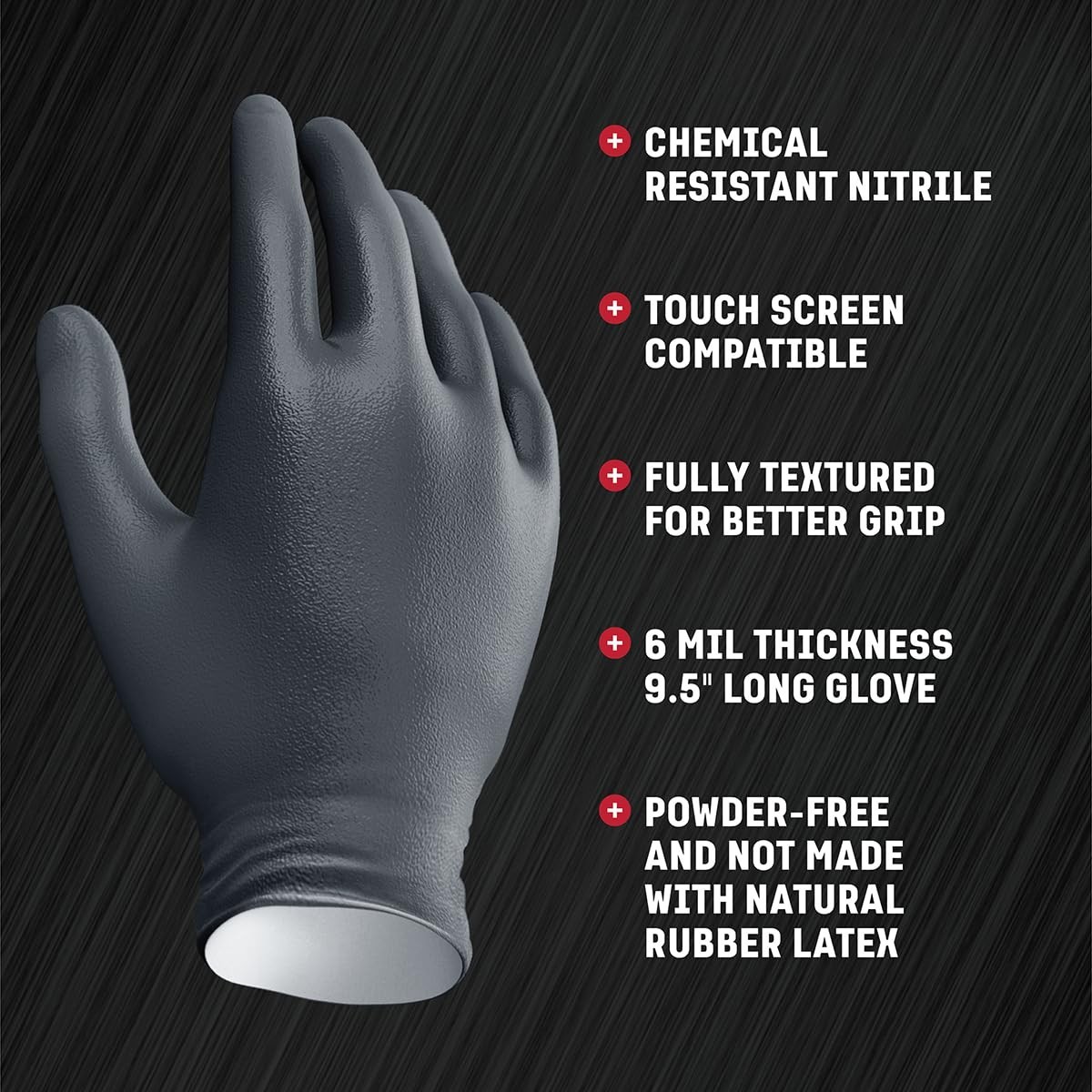 Industrial Nitrile Gloves, Chemical Resistant Disposable Black Gloves, Latex-…