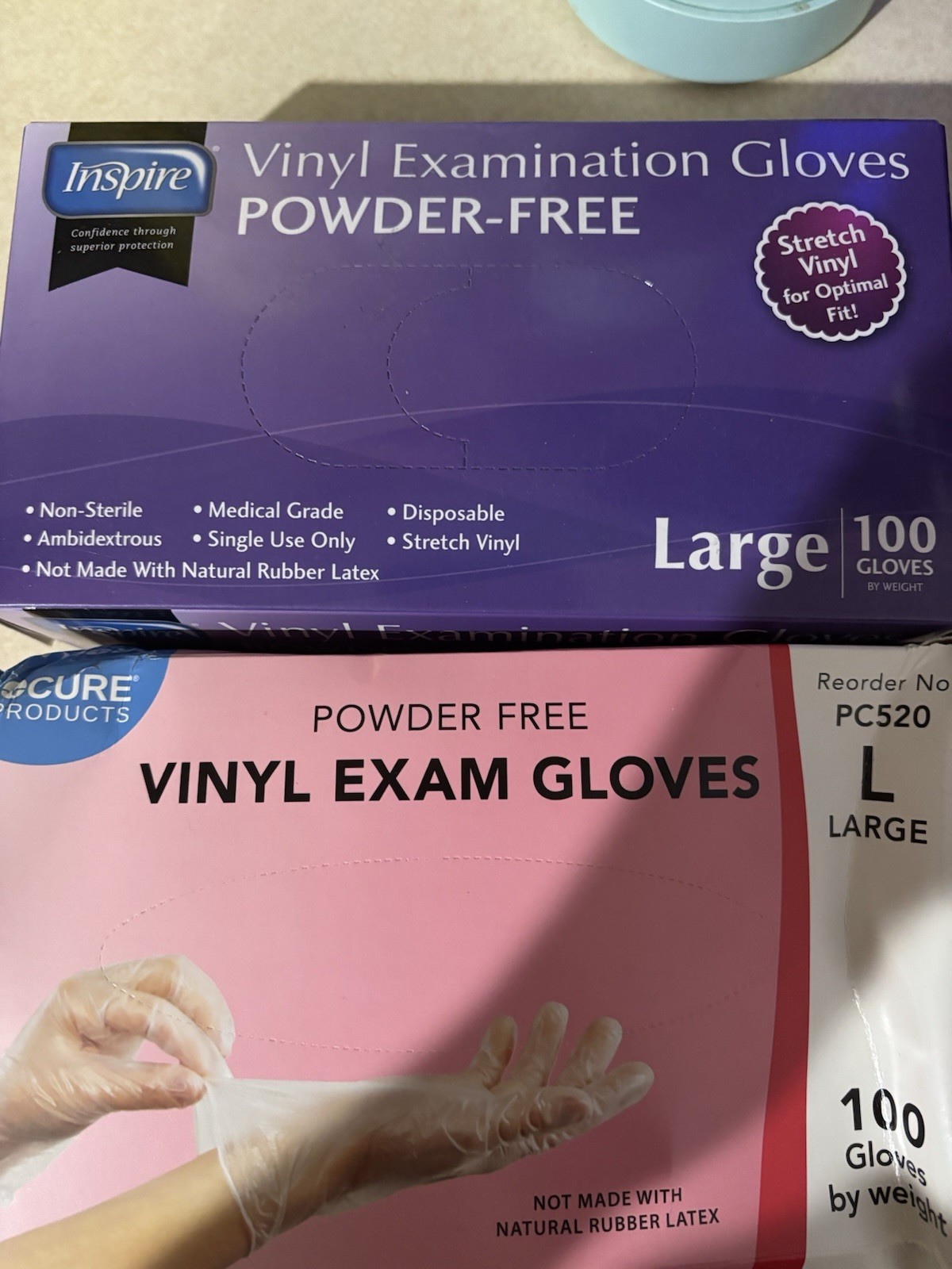 Inspire & ProCure Vinyl Powder-Free Large Medical Disposable Exam Gloves