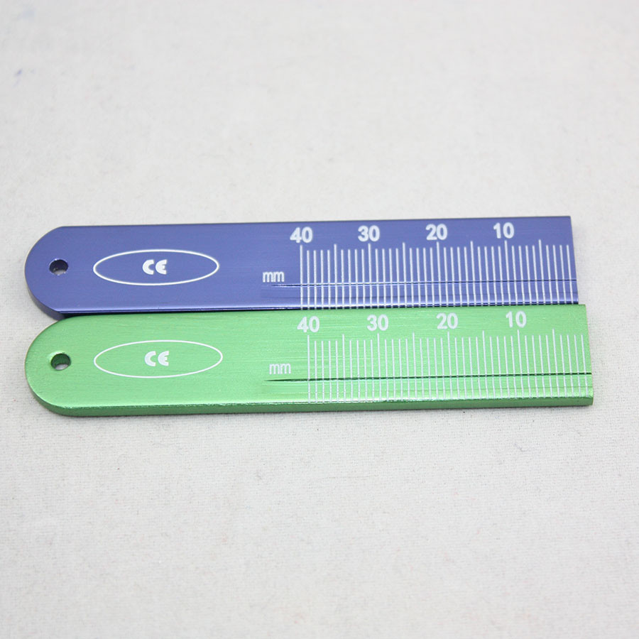 2 PCS Dental Instruments Endo Ruler Span Measure Scale Endodontic Blue & Green