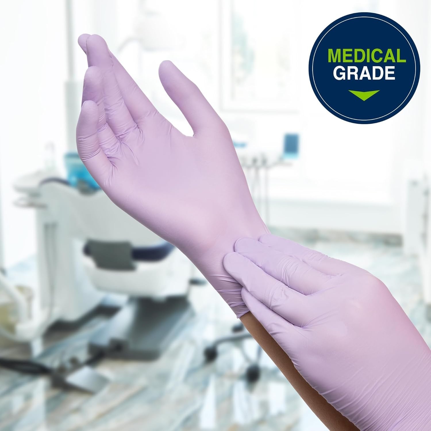 Sensitive Skin Friendly Lavender Nitrile Gloves – Medium, 250 Count, Extra Grip