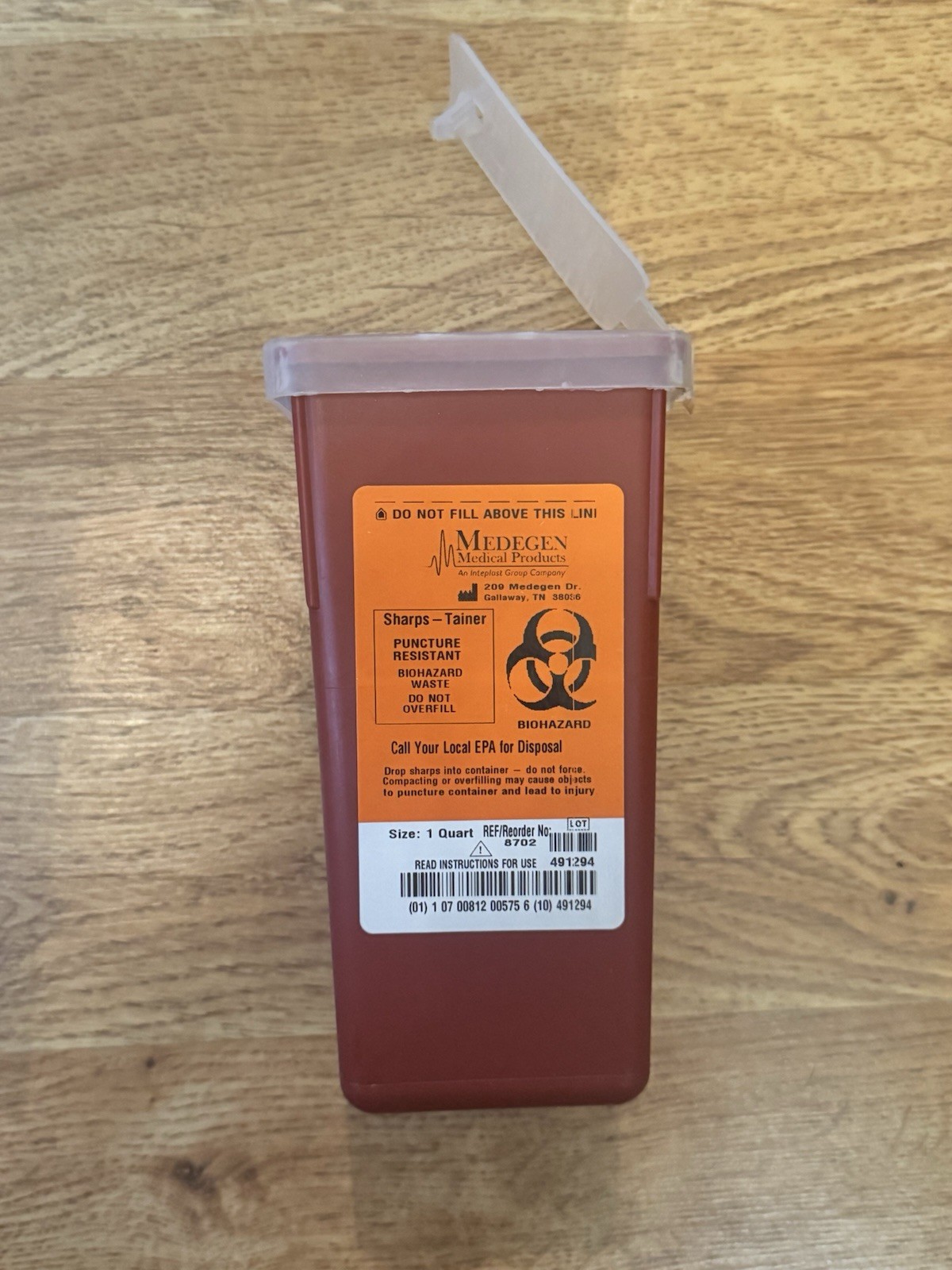 Medegen Medical Sharps Tainer Container. Brand New. 1 Quart.