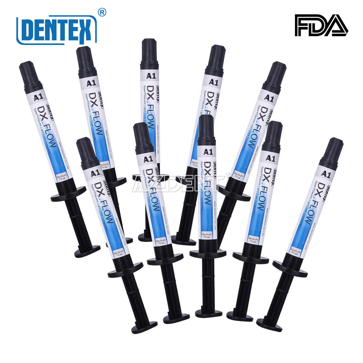 10X Dental Light Cure Composite Resin Flowable Medium Flow A1 3g/Syringe DX.FLOW