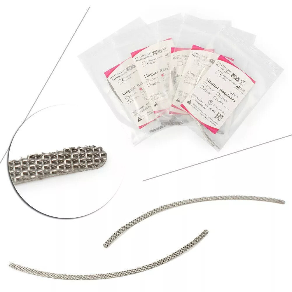 2 Pcs/Pack Dental Orthodontic Lingual Retainers Mesh Base Lingual 1.2/2.0mm