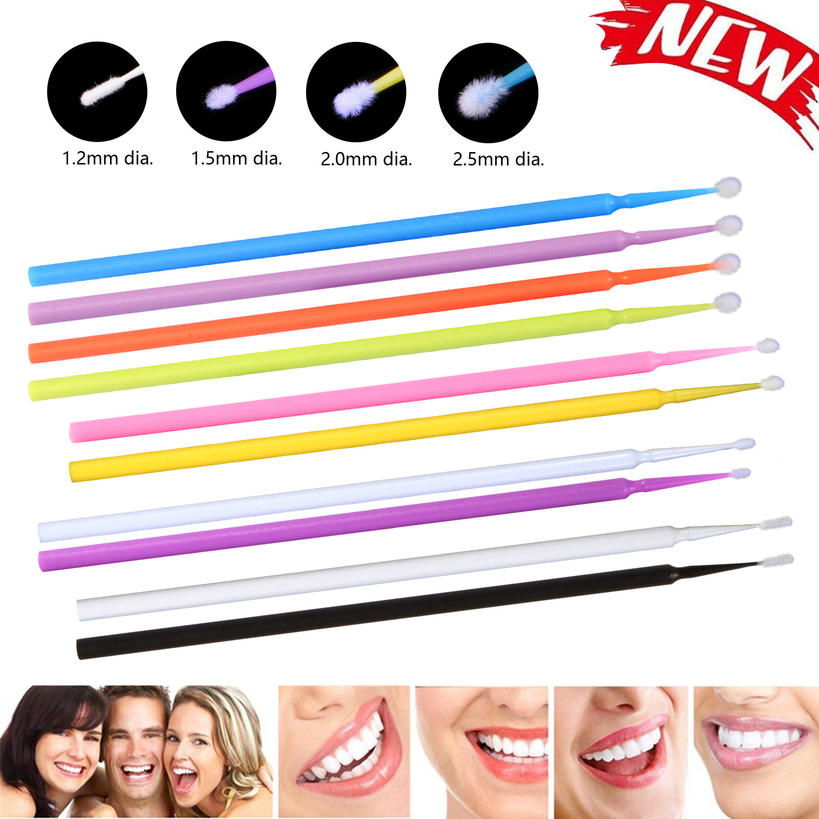 100-1000pcs Microbrush Applicator Tips (Regular, Fine, Super Fine) Dental ns