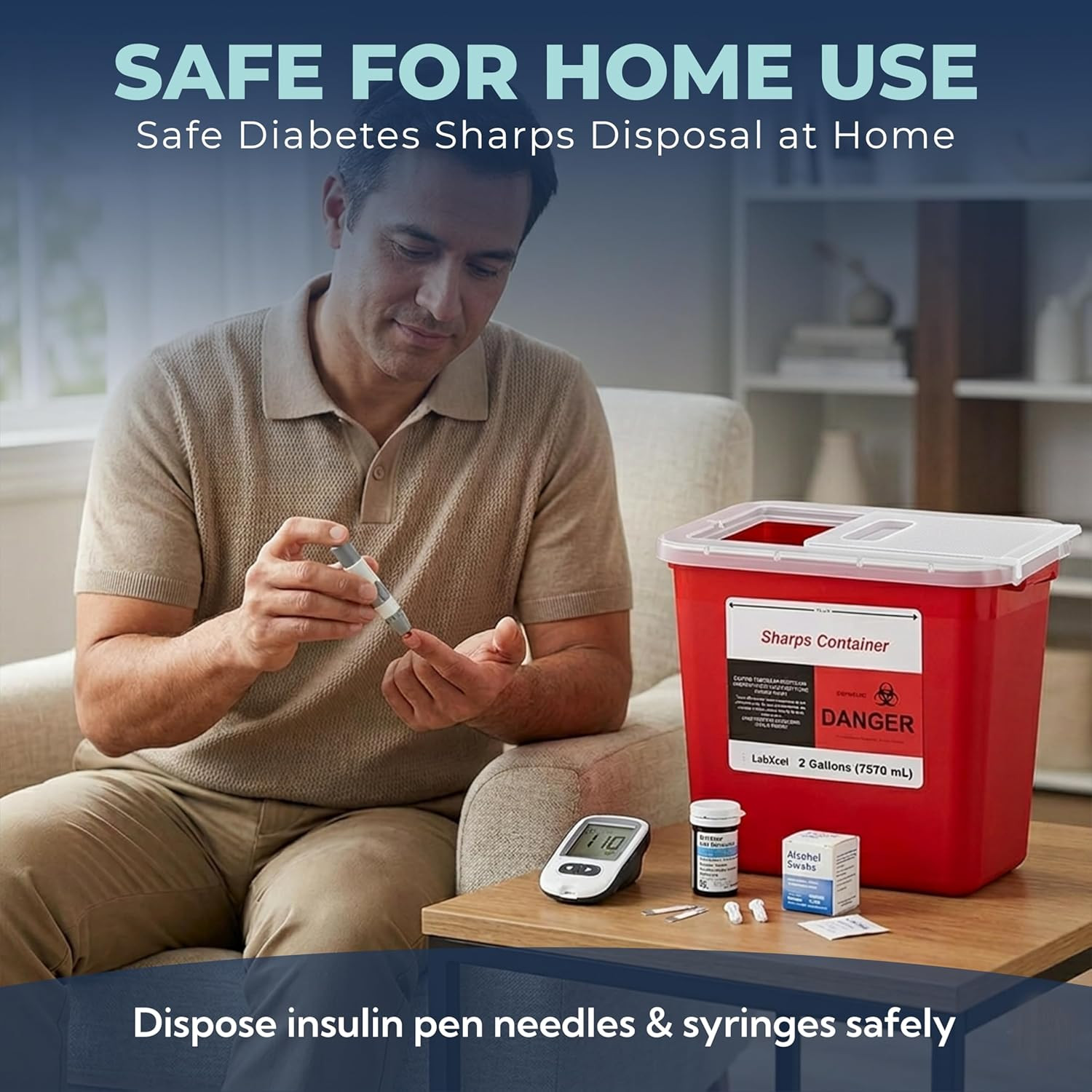 Polypropylene 2 Gallons Sharps Container with Cap – Needle & Syringe Disposal F