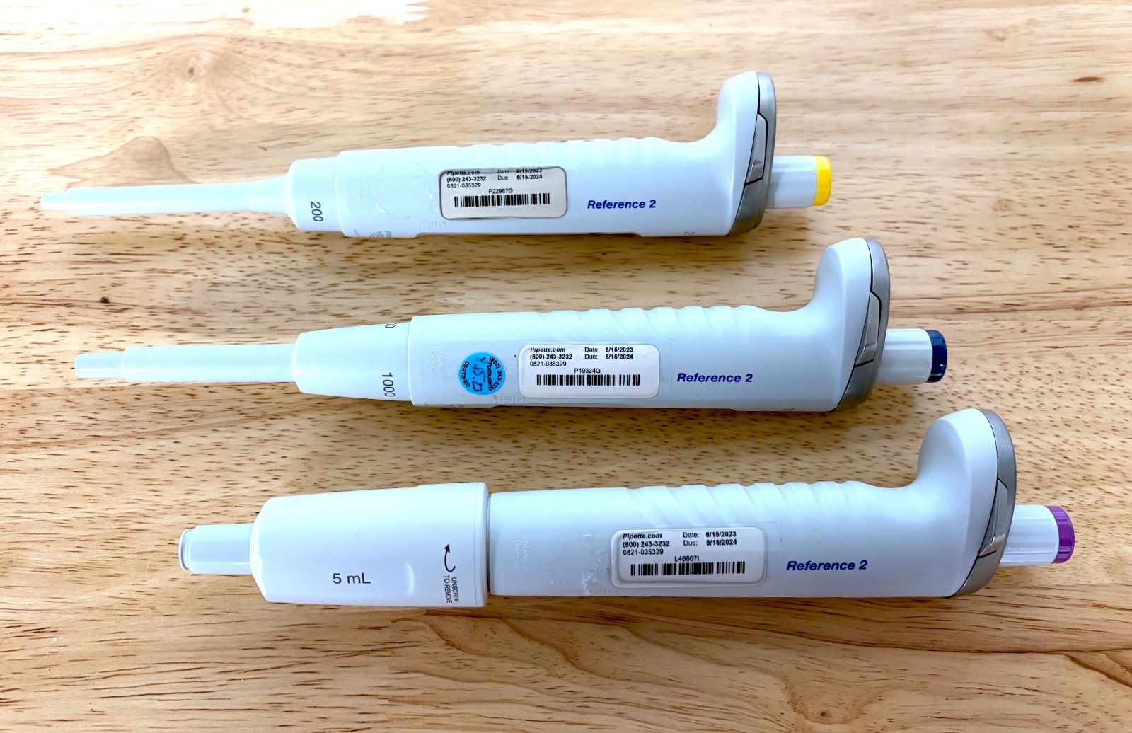 Eppendorf Reference 2 Pipette Set (20-200 μL, 100-1000 μL, 0.5-5 mL) – Excellent