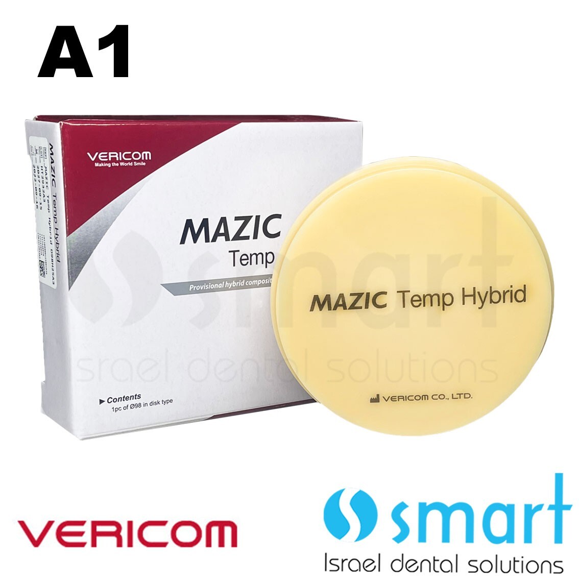 Mazic Temp Hybrid ceramic milling CAD CAM block long term temporary A1 16 MM Ø98