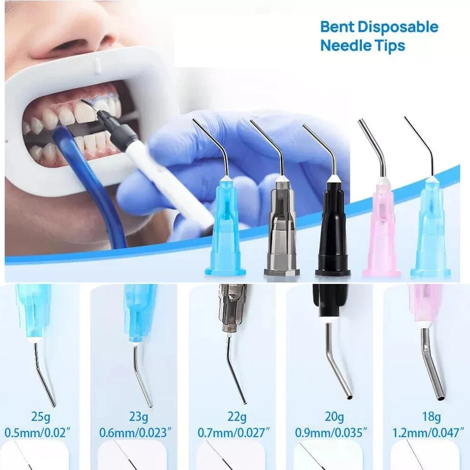 Dental Pre Bent Needle Tips Irrigation Composite Resin Acid Syring For Flow Etc
