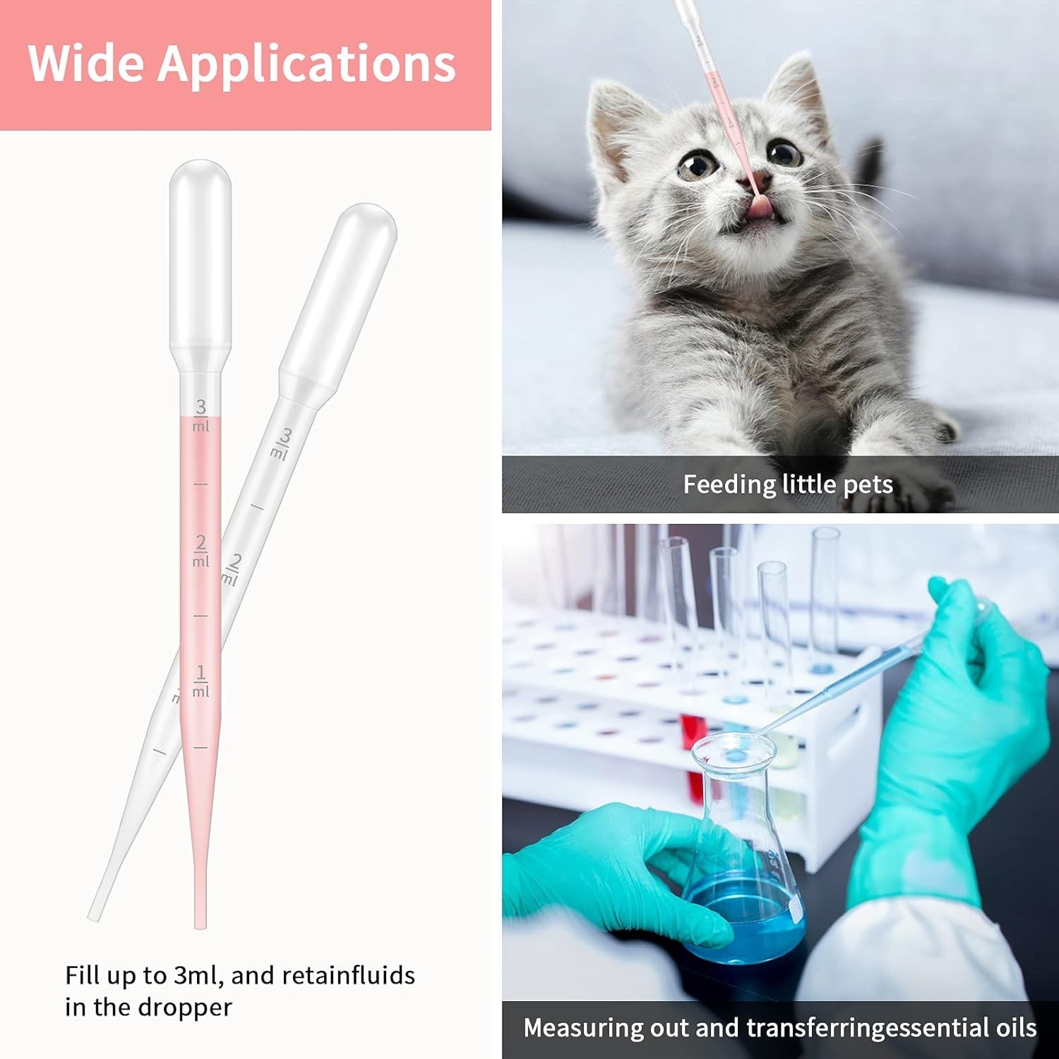 Versatile 100PCS 3ml Disposable Pipettes – Ideal for Kids’ Experiments & Crafts