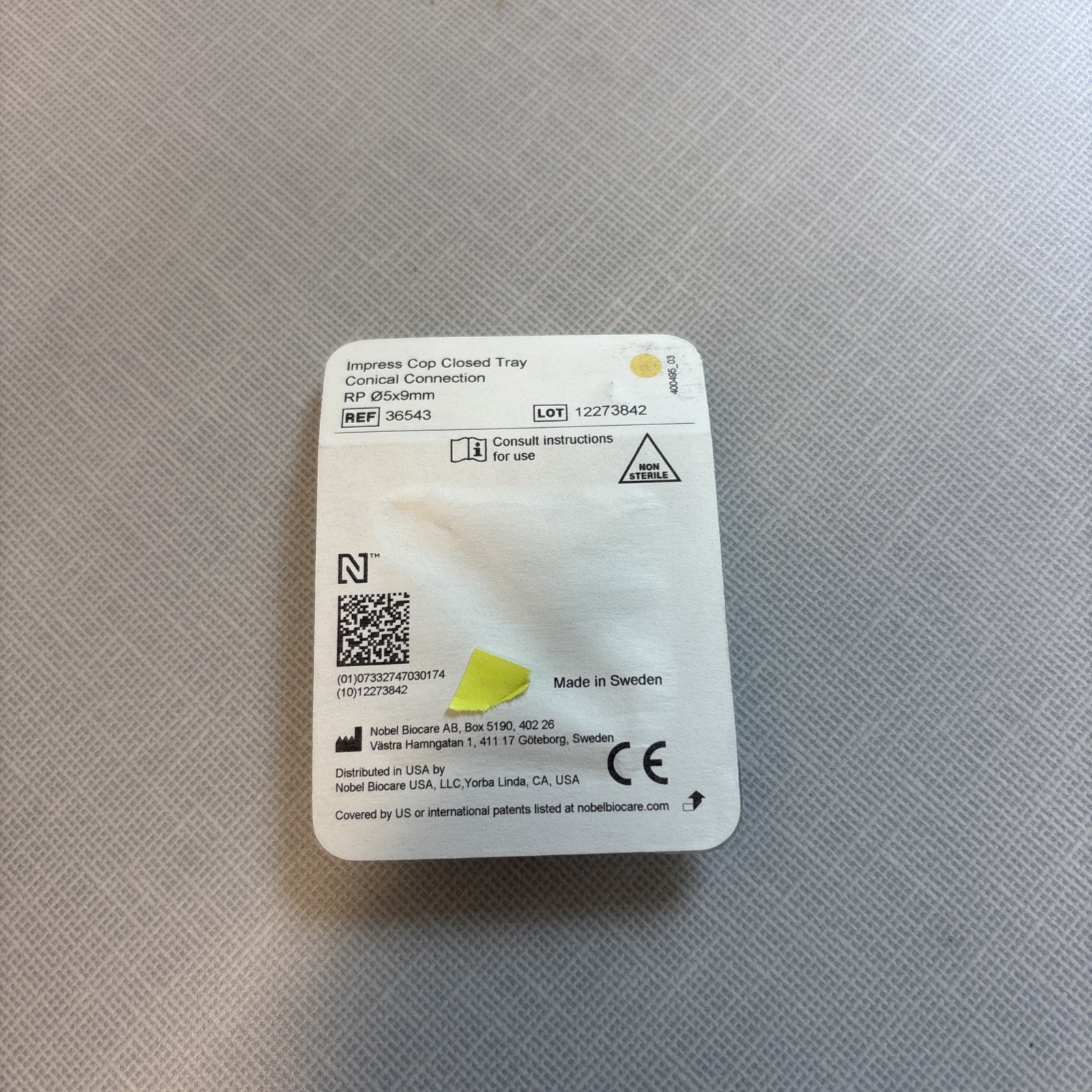 Nobel Biocare Conical RP 5x9mm Closed Tray Impression Coping (Ref 36543)