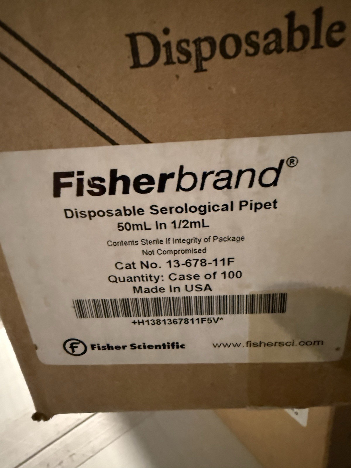 (100/Cs) FISHERBRAND 50mL Disposable TD Serological Pipets Magnifier 13-678-11F