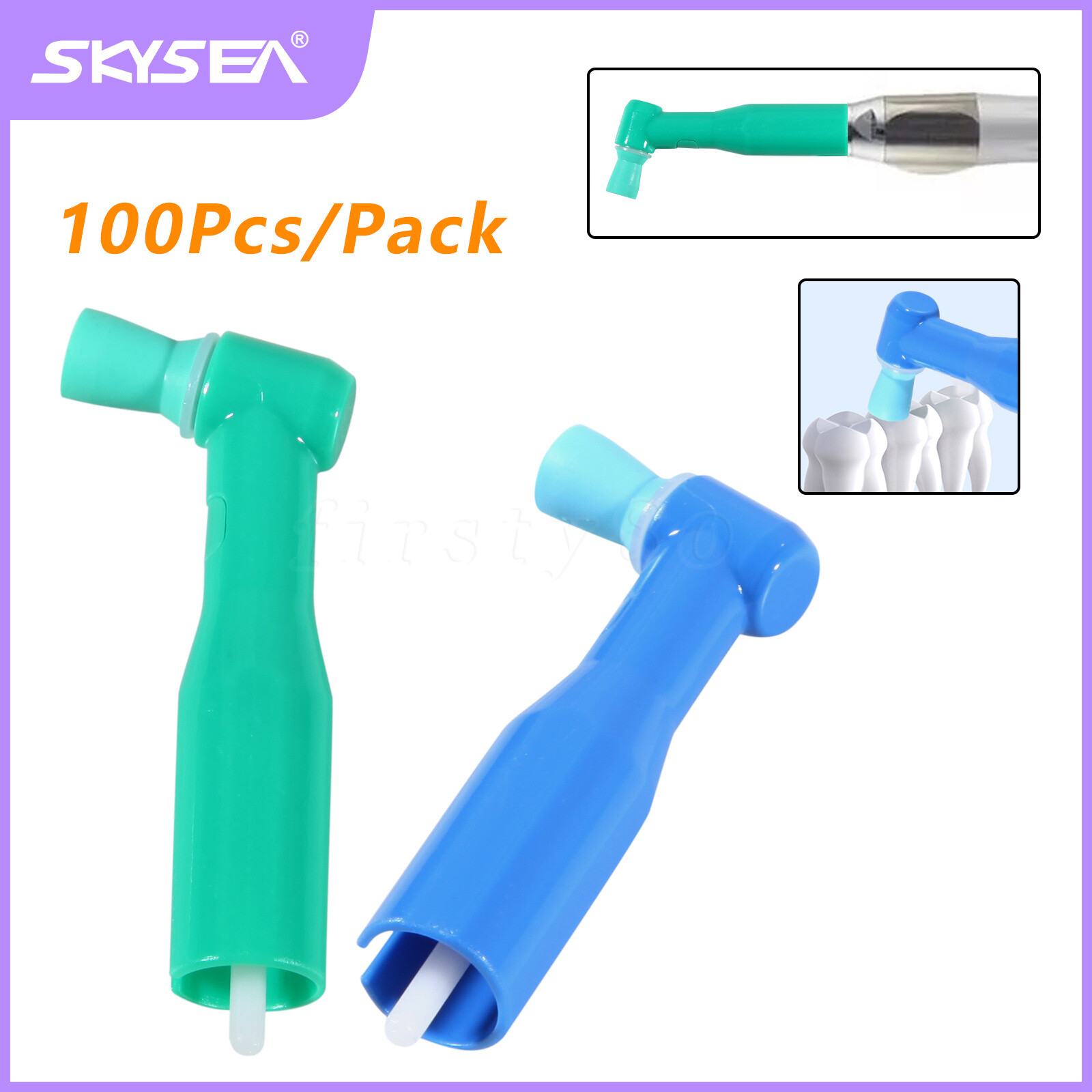 100 -500 Dental Disposable Prophy Angles Firm / Soft Cups Contra Angle 105°