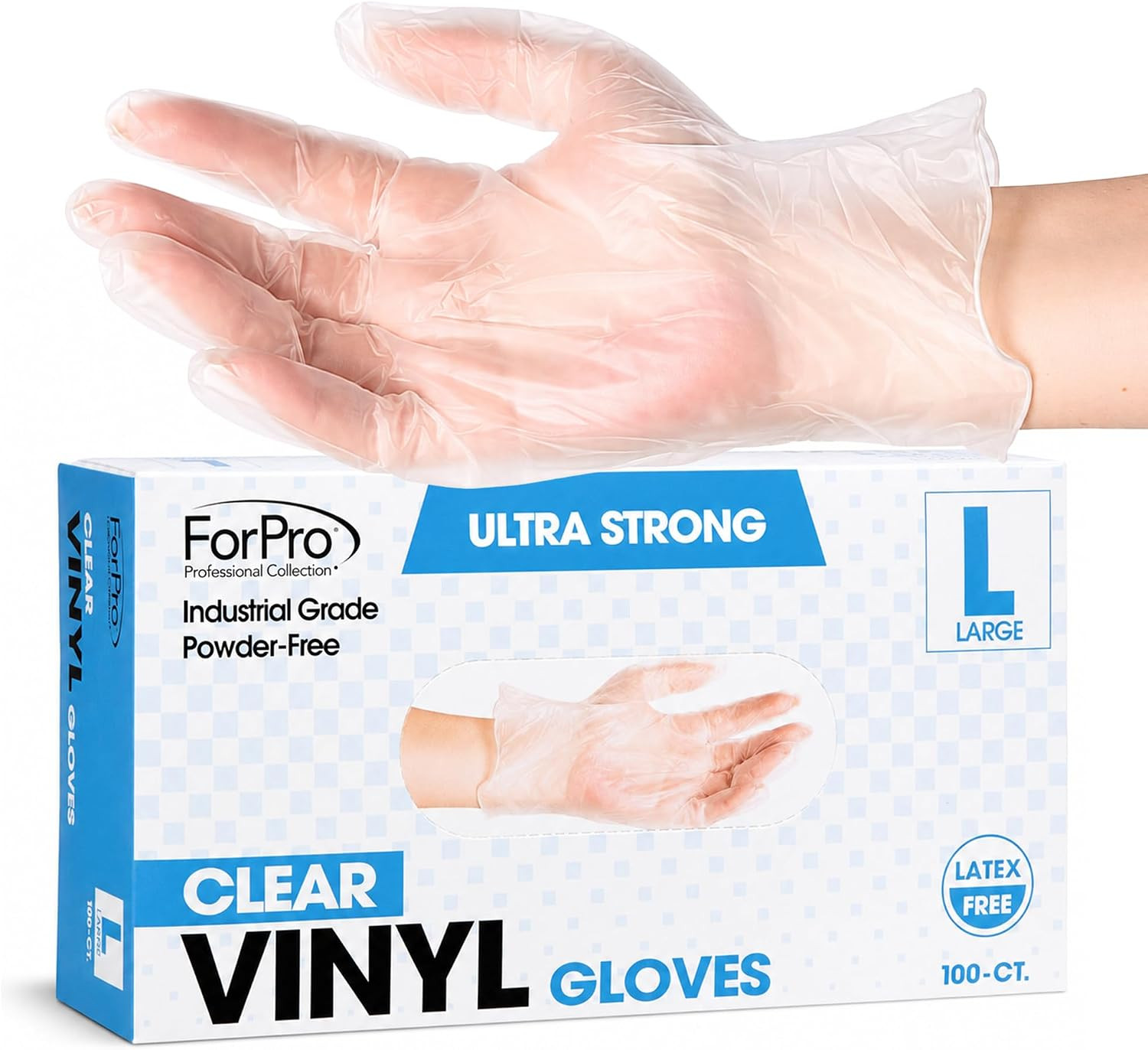 Forpro Disposable Vinyl Gloves, Industrial Grade, Powder & Latex Free, Non-Steri