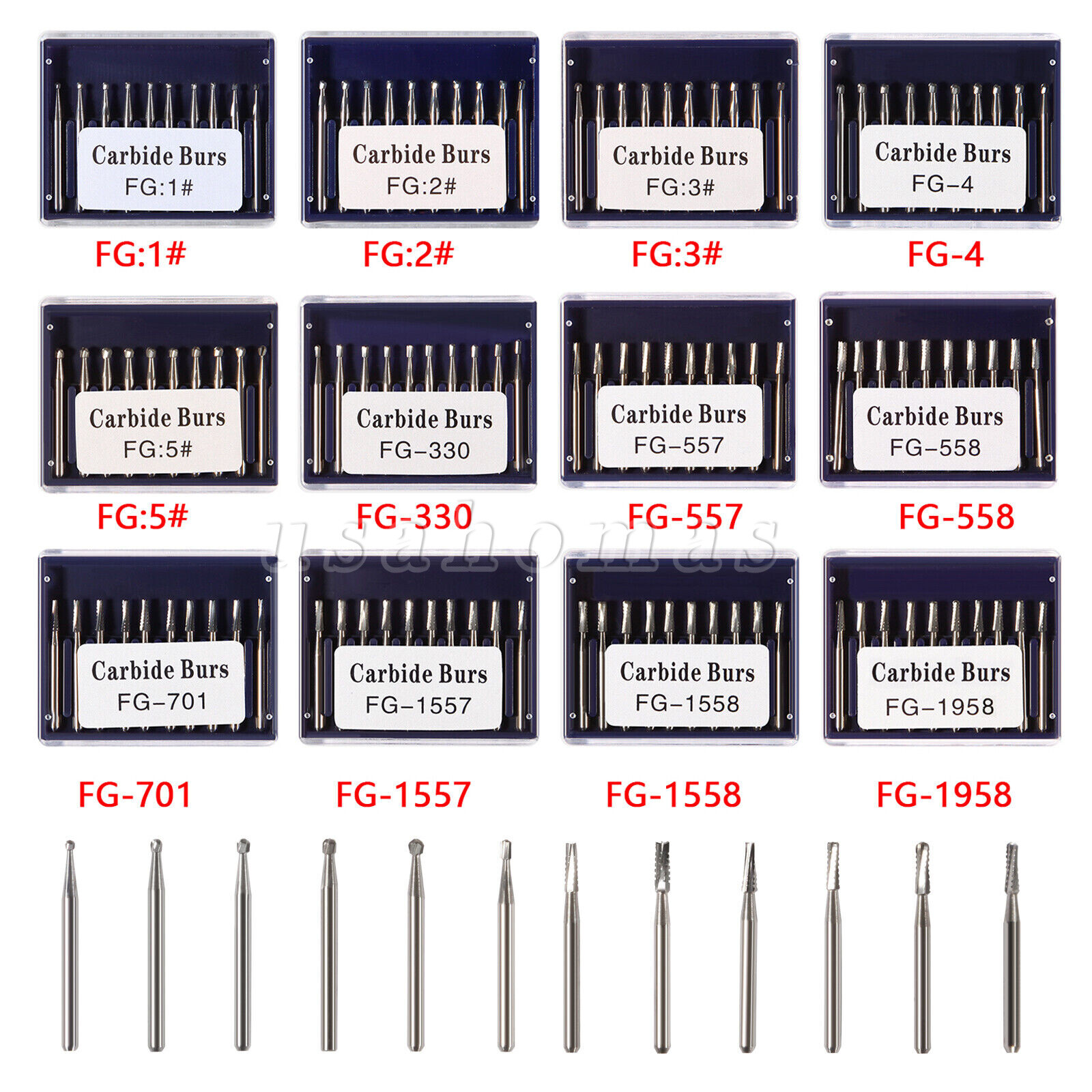 10 Pcs Dental Cutting of Hard Tissue Bone Tungsten Carbide Burs 19mm FG