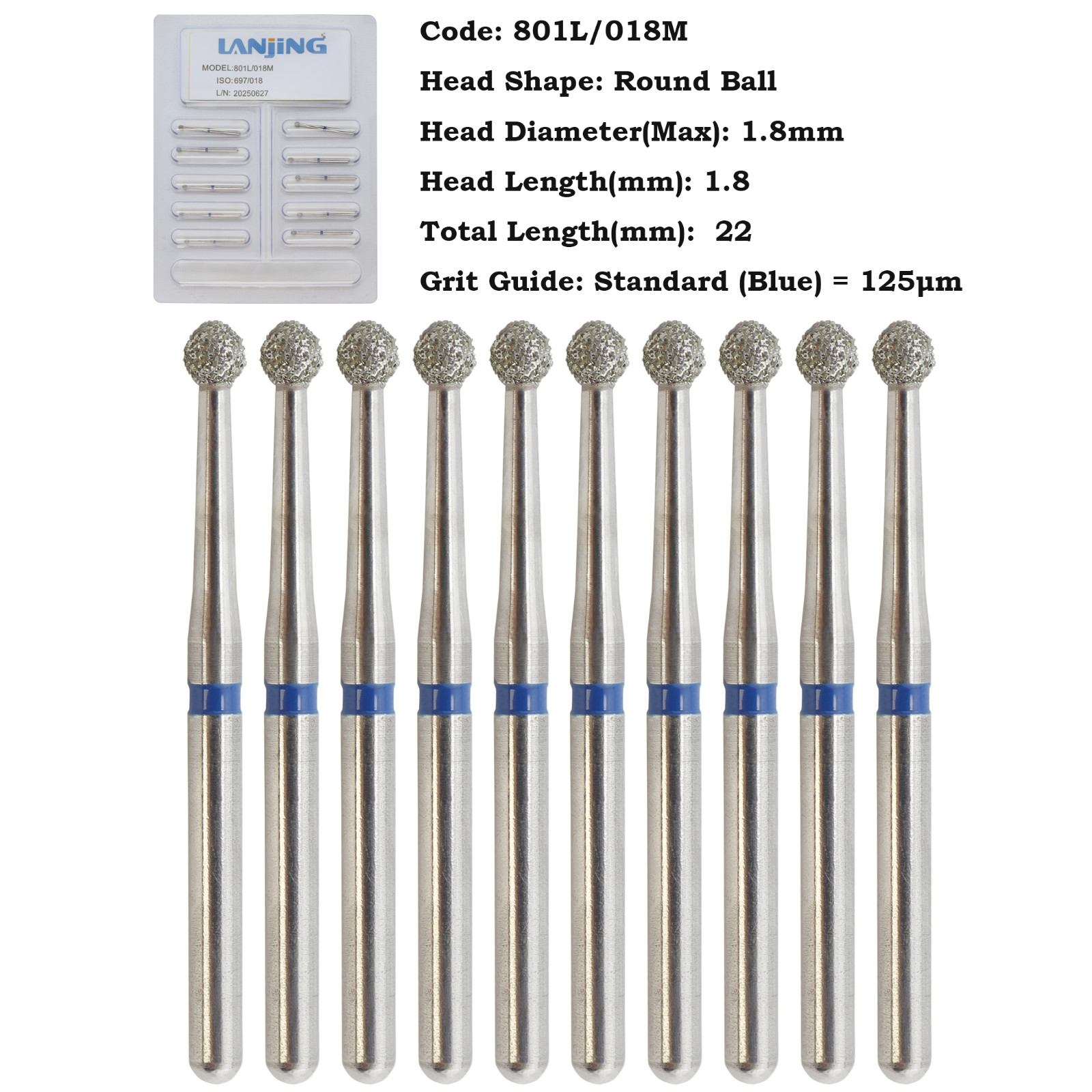 Dental Round Carbide Bur FG Diamond Burs Surgical Long Round Ball High Speed
