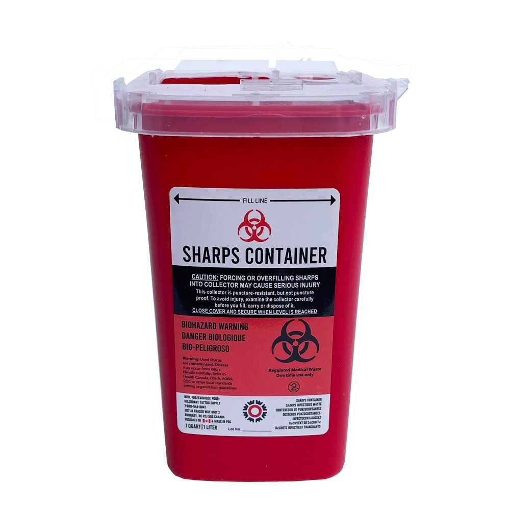 SHARPS CONTAINER 1 & 2 QUART/LITER -Needle Disposal Phlebotomy Tattoo Dental
