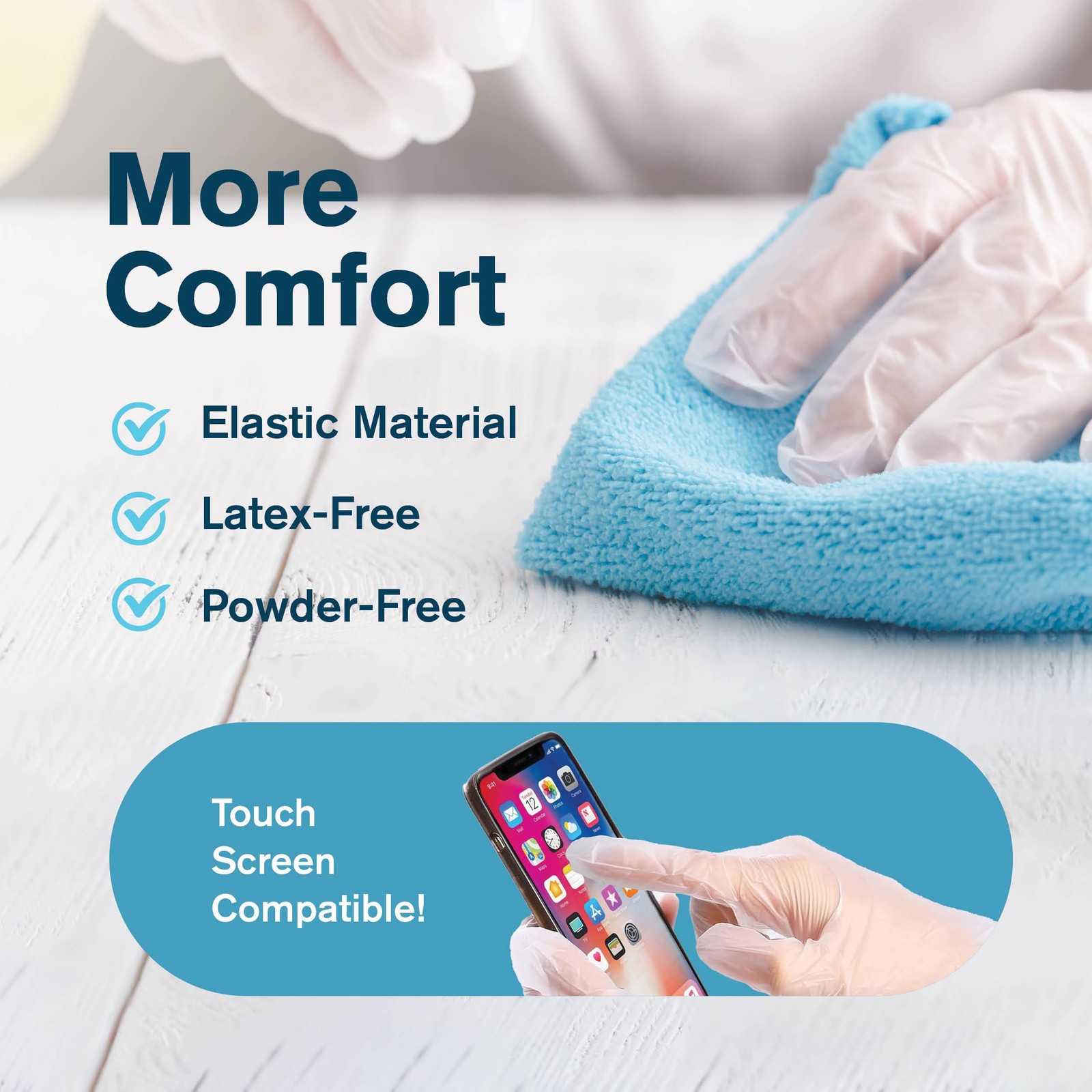 Ridex Latex~Free Clear Vinyl Gloves, Powder~Free, Medium, 1000 Count