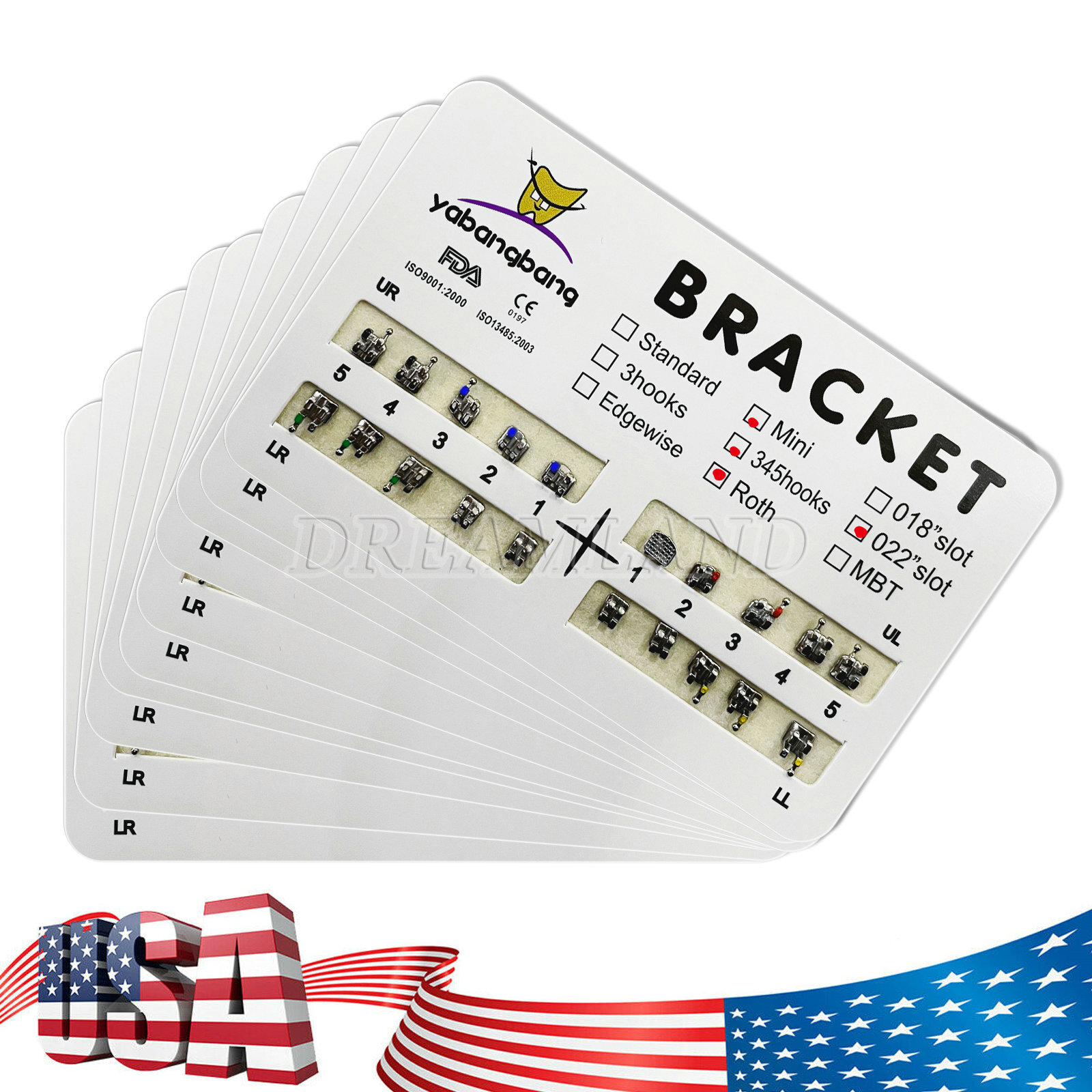 10 Kits Dental Orthodontic Brackets Braces Mini Roth Slot.022 3-4-5 Hook FDA CE