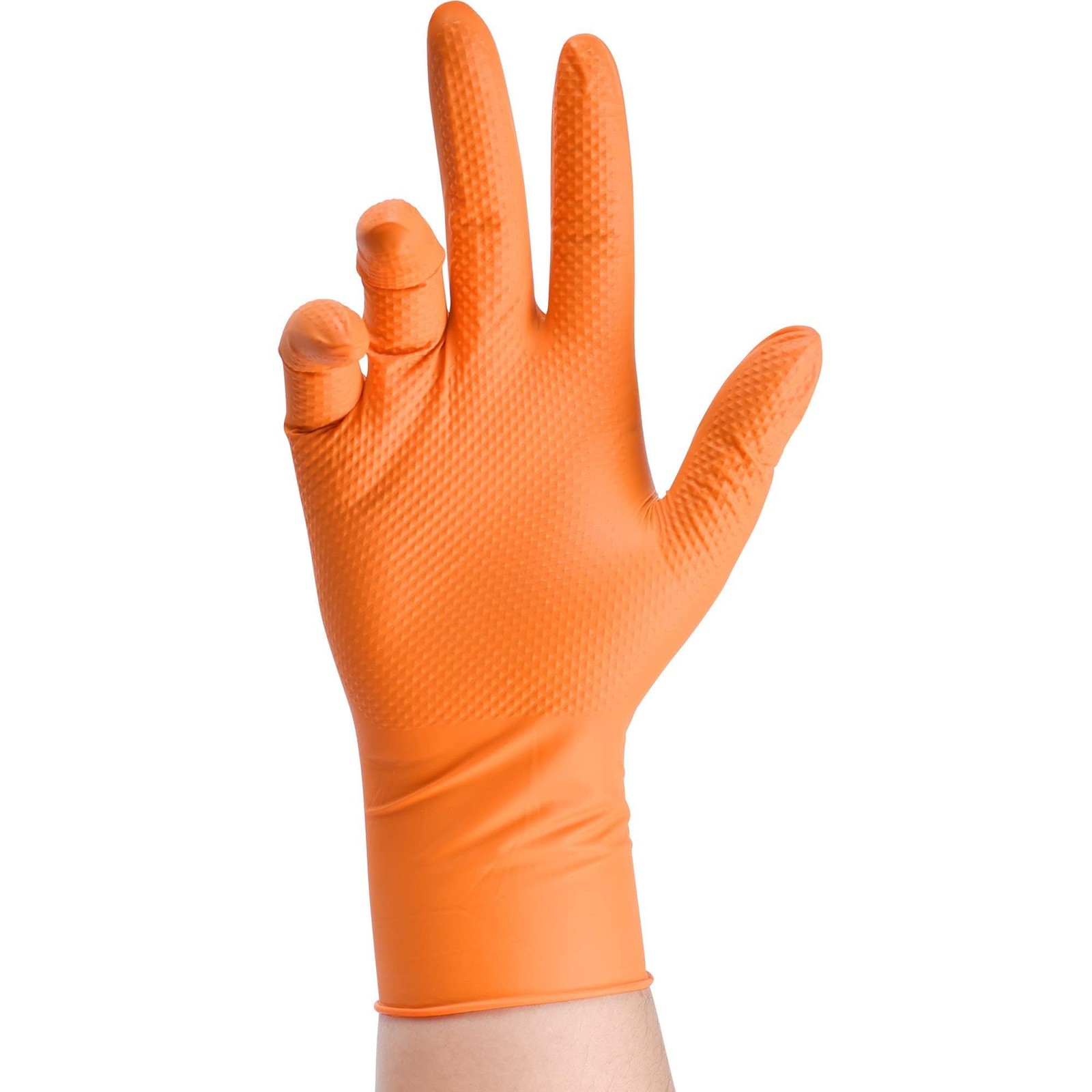 Heavy Duty Industrial Orange Nitrile Gloves, 8-mil, Gloves Disposable Latex F…
