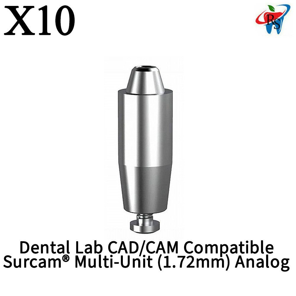 10x Dental Lab CAD/CAM 3D Analog Compatible With Surcam® Multi-Unit 1.72mm
