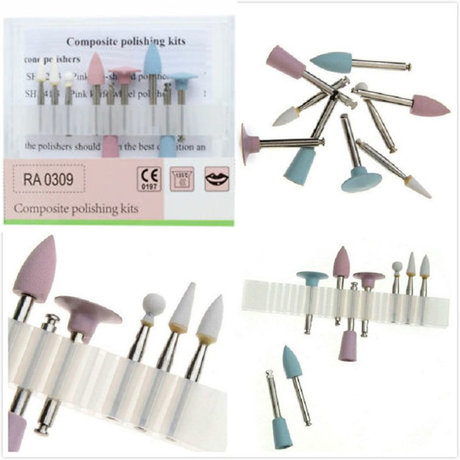 Dental Diamond Burs Cups Composite Polishing Burs Kit RA HP FG Shank Type SM