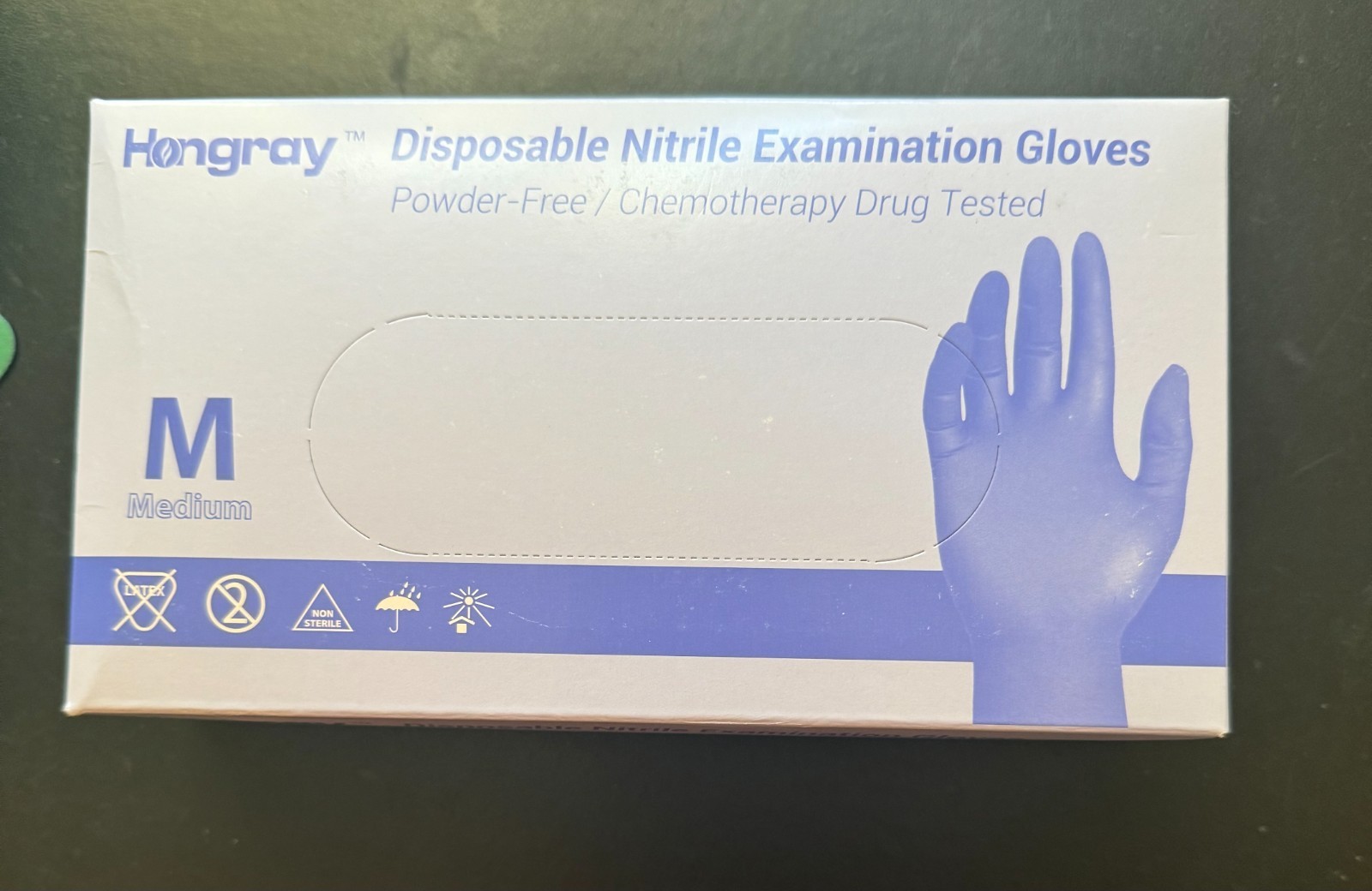 hongray disposable Exam gloves, Medium, Powder free/chemotherapy drug tested