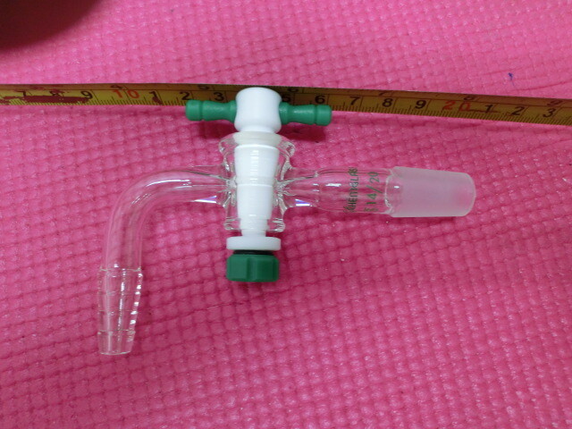 Chemglass 14/20 90° Flow Control Inlet Adapter,Green,Unused$94061