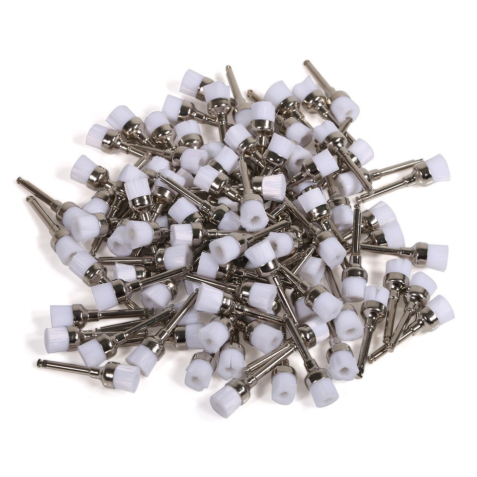 100pcs/Box Dental White Nylon Latch Type Bowl Shape Polishing Prophy Brush