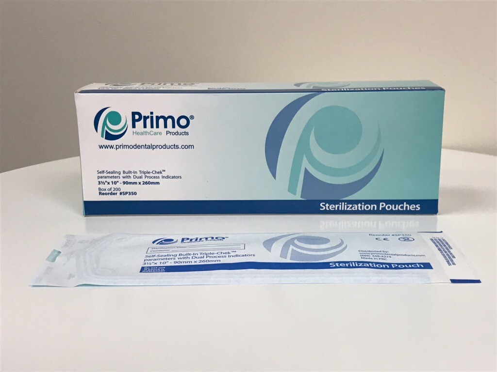 Primo Triple Chek Sterilization Pouch 3.5 x 10 (200) Bags Dental Tattoo Nail