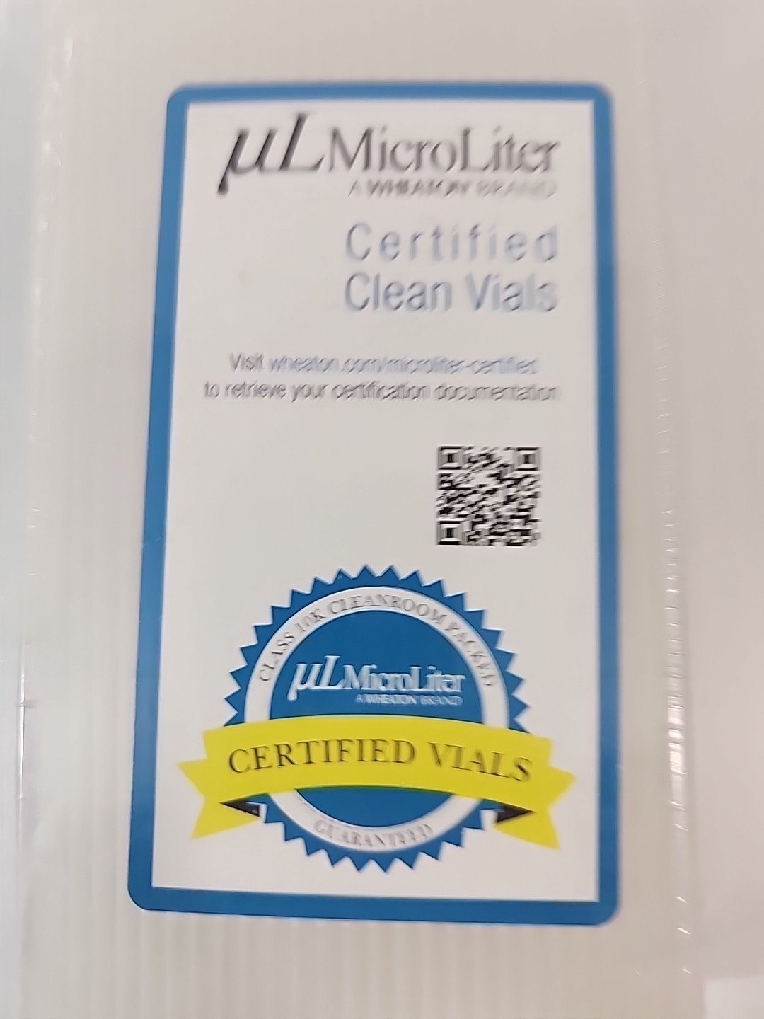 WHEATON μL MicroLiter Glass Certified Clean 9mm Vials w/ Patch 12 x 32mm 100/Pk