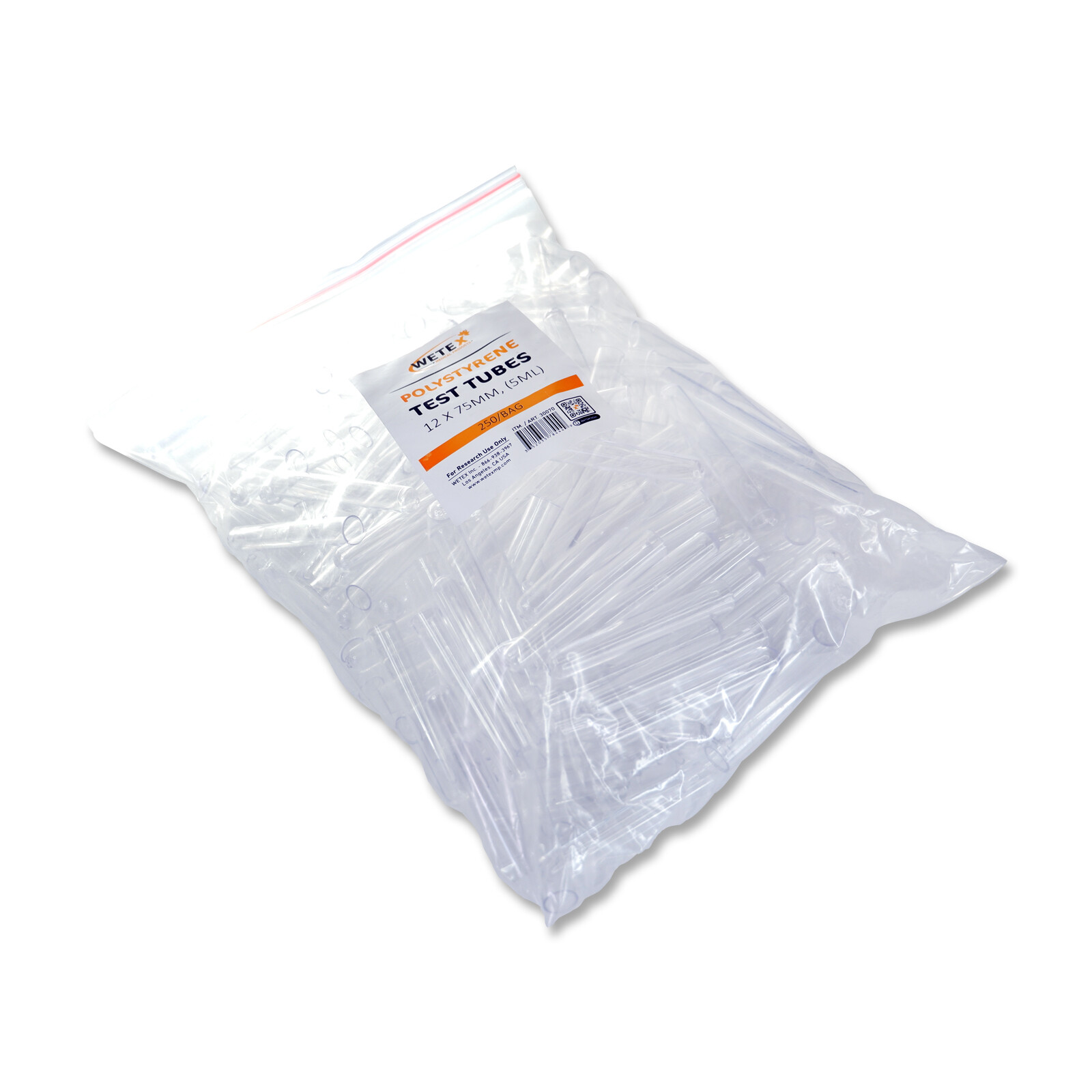 PRECISION IN CLEAR: 5ML POLYSTYRENE TEST TUBES RIMLESS, 12X75MM, EXP 07/2027