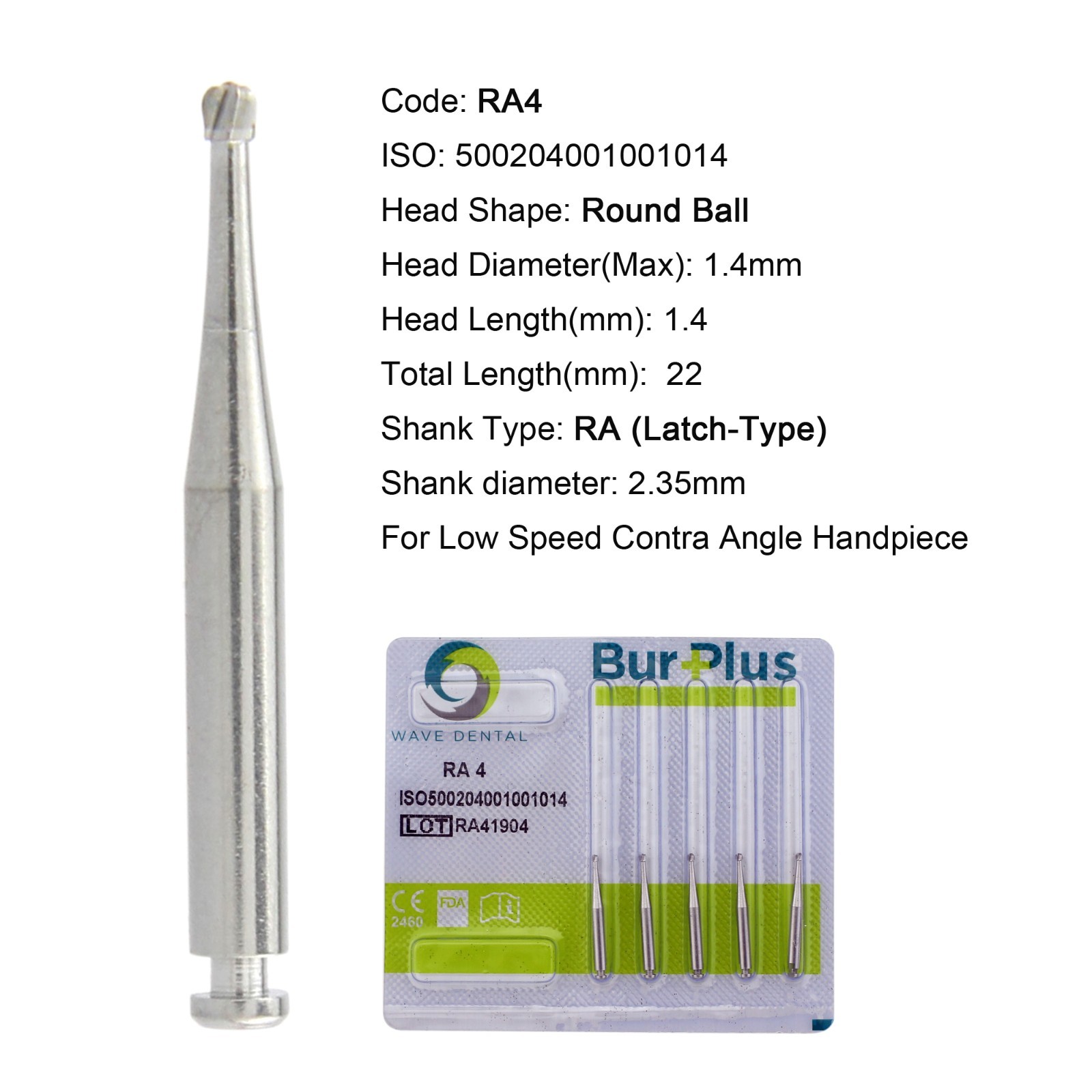 WAVE Dental Surgical Latch Carbide Burs RA SURG Round RA 2 4 6 8 for Slow Speed