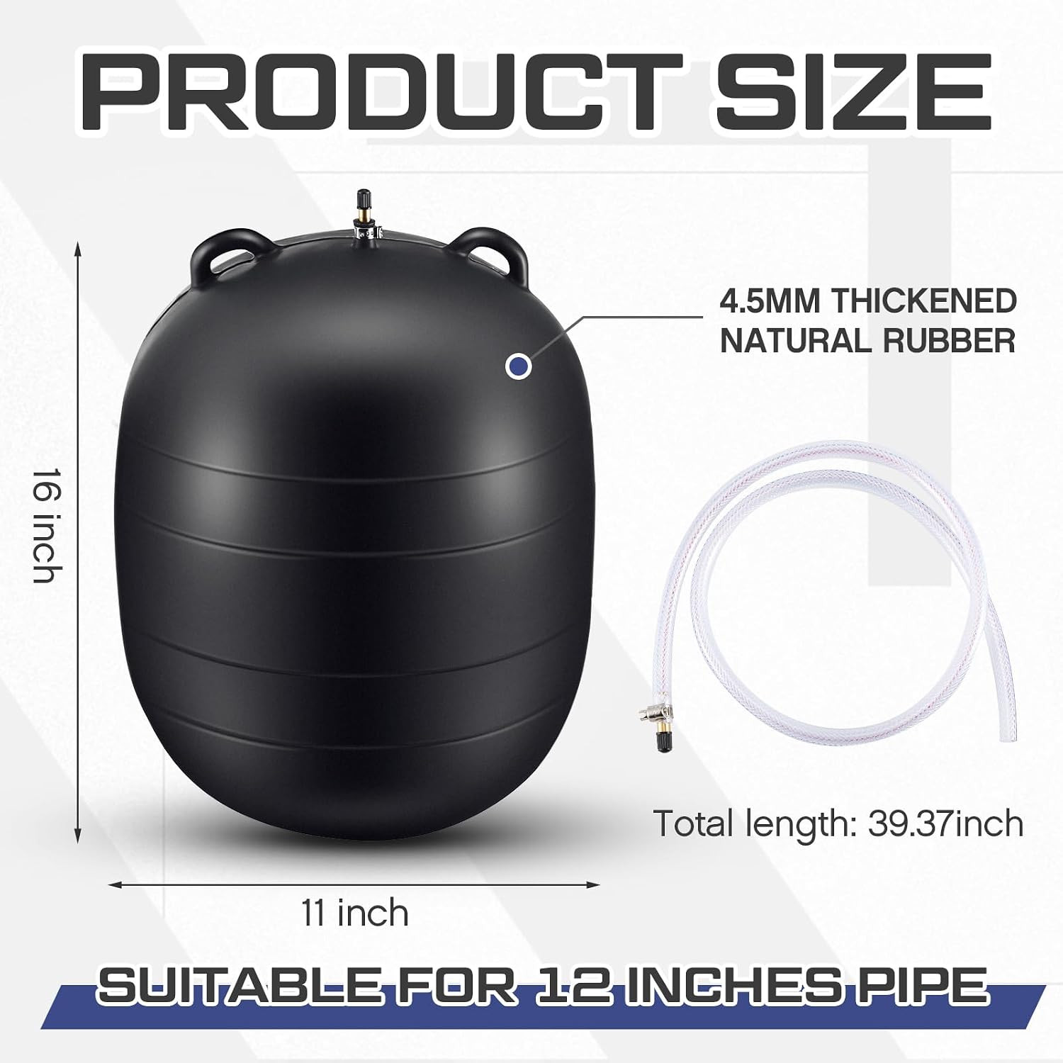 12 Inch Inflatable Pipe Plug Sewer Test Plug Rubber Plumbing Test Balloon Ball f