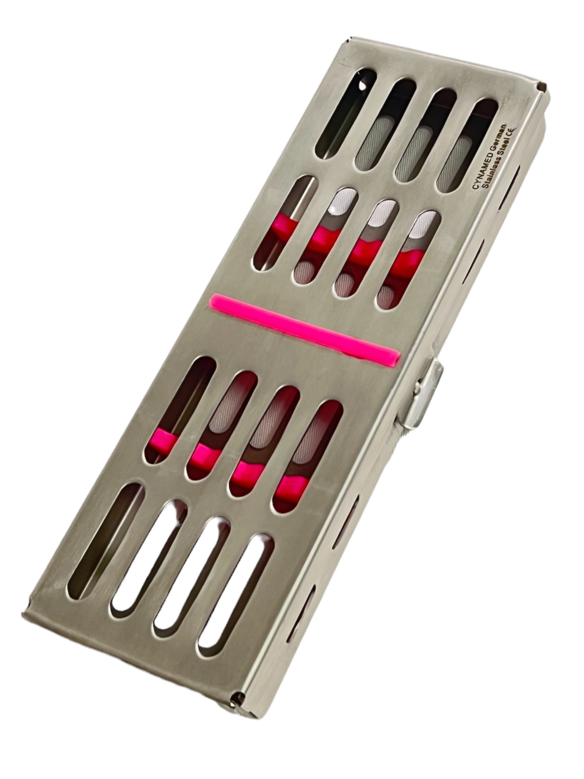 3 EA – Sterilization Boxes with Colored Silicone Inserts 7×2.5×0.75 In – German