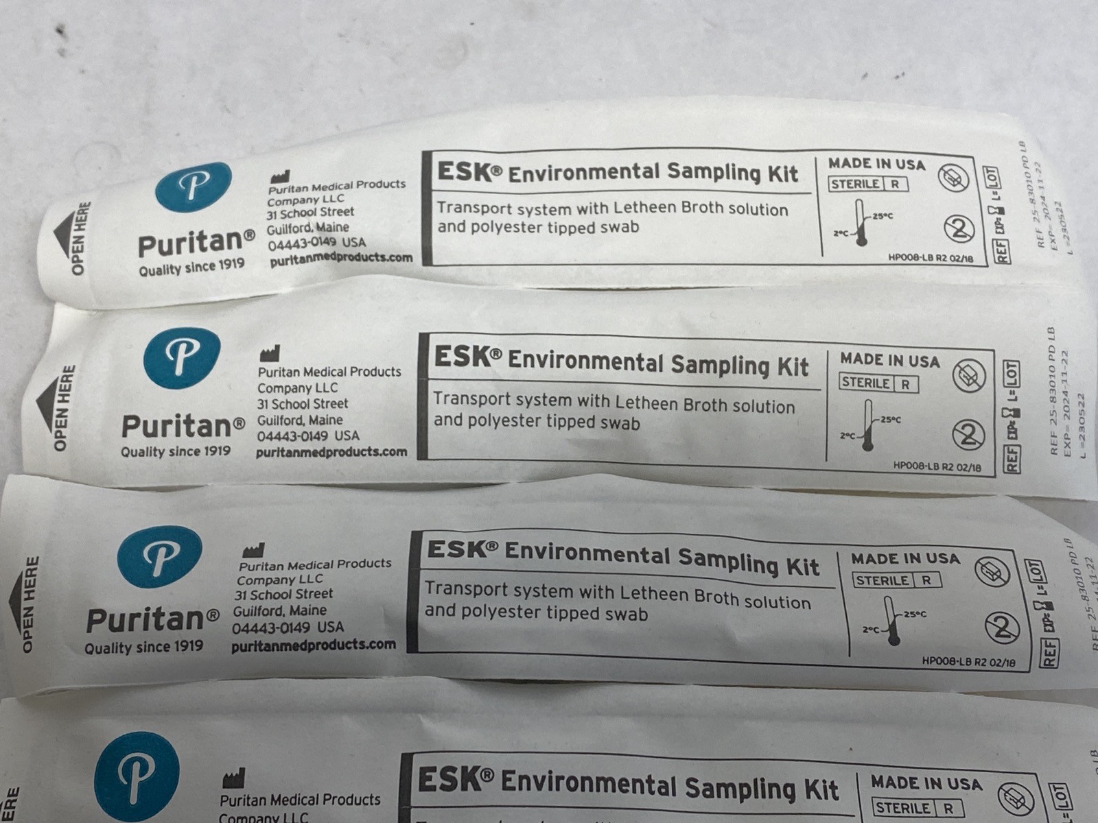 (38)PURITAN ESK Environmental Sampling Kit Letheen Broth Polyester Swab 25-83010