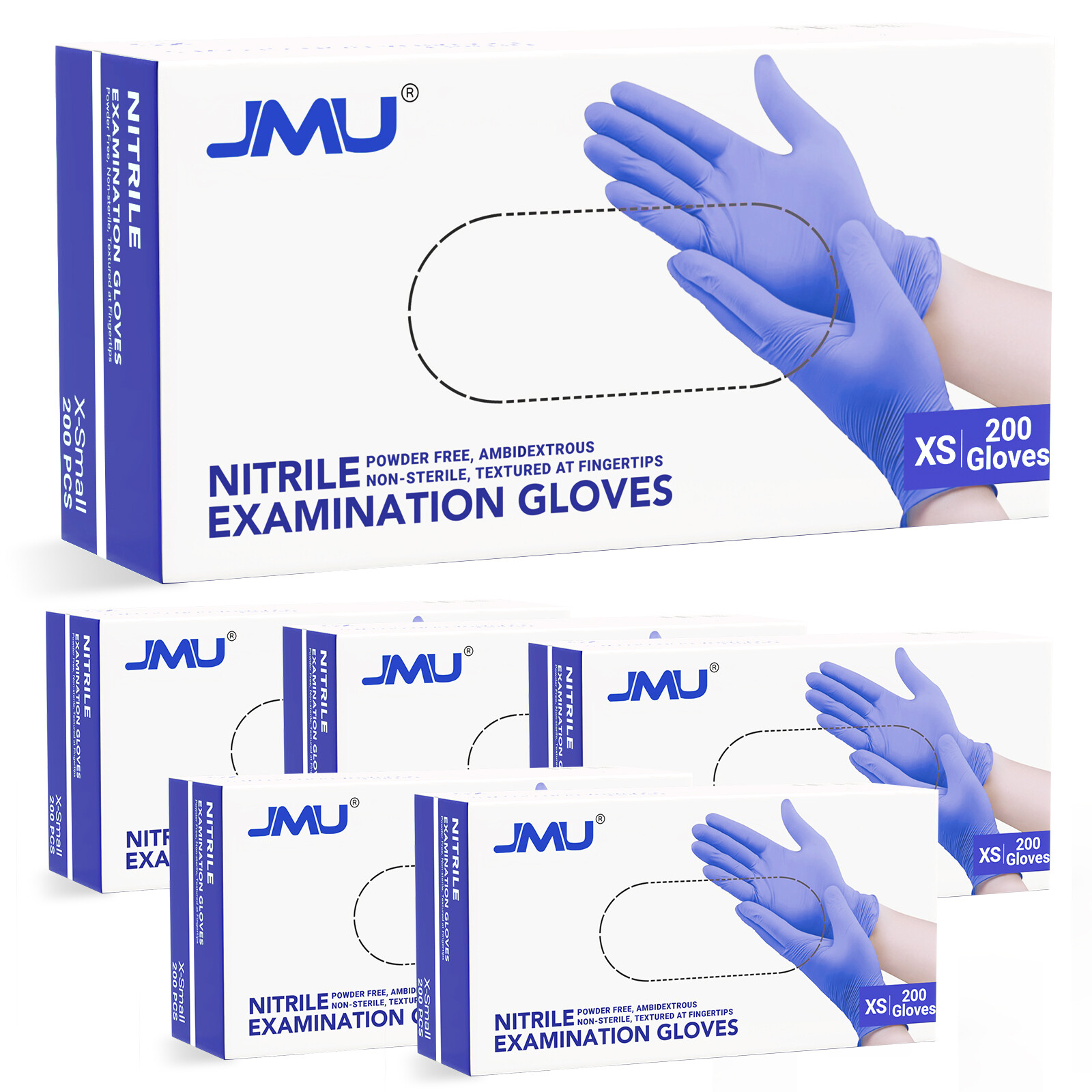 200pcs Medical Nitrile Examination Gloves 3.5 Mil Latex & Powder Free XS/S/M/L