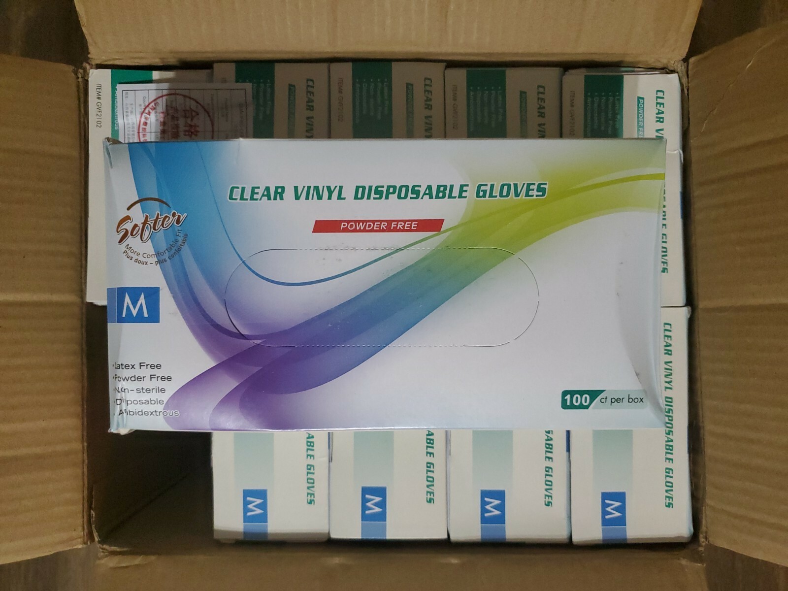 SOFTER Vinyl Disposable Gloves Latex/Powder Free – MEDIUM -1 case = 1000 gloves