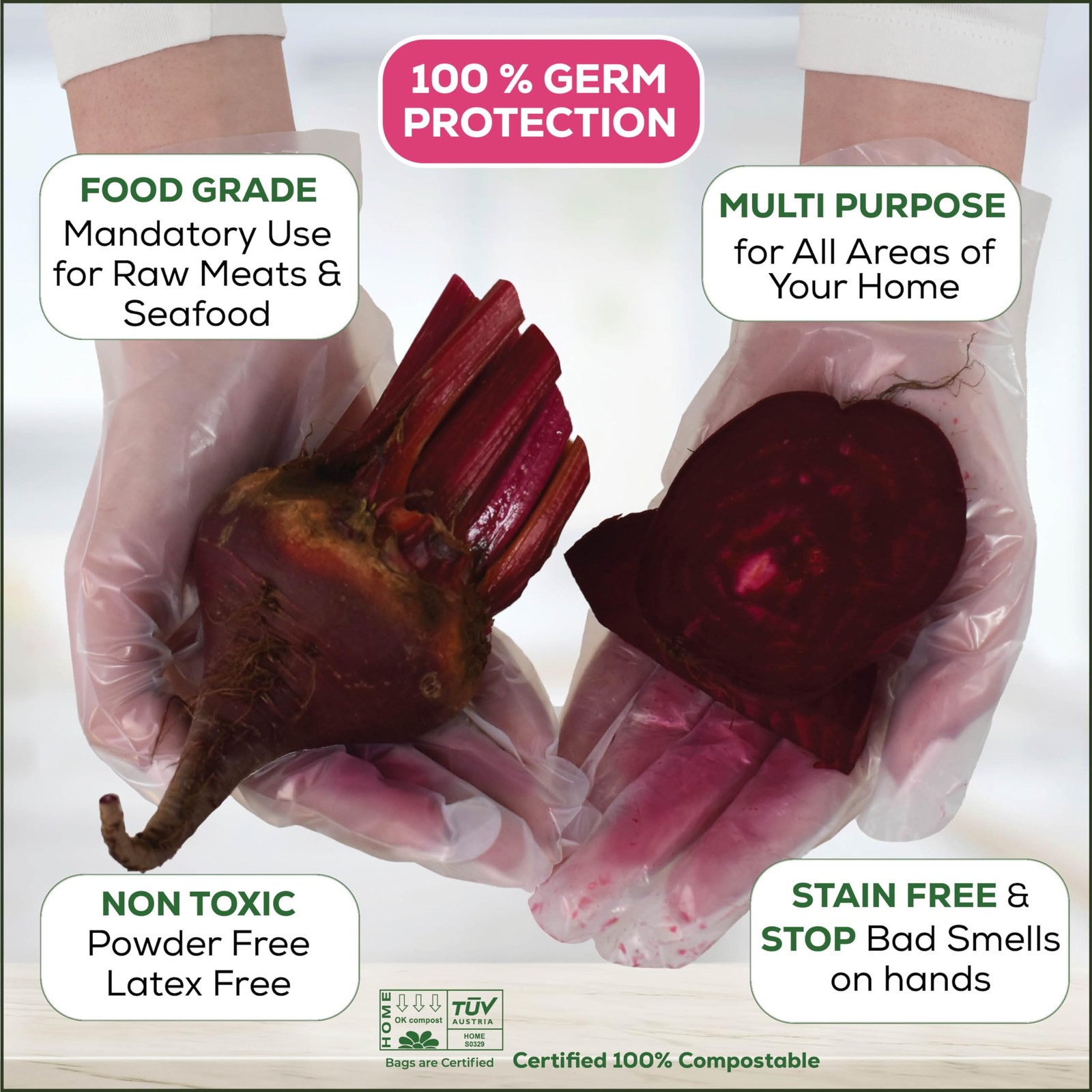 HOLY SCRAP! 100% Compostable Gloves EXTRA LARGE – 200 Pack – Disposable and L…