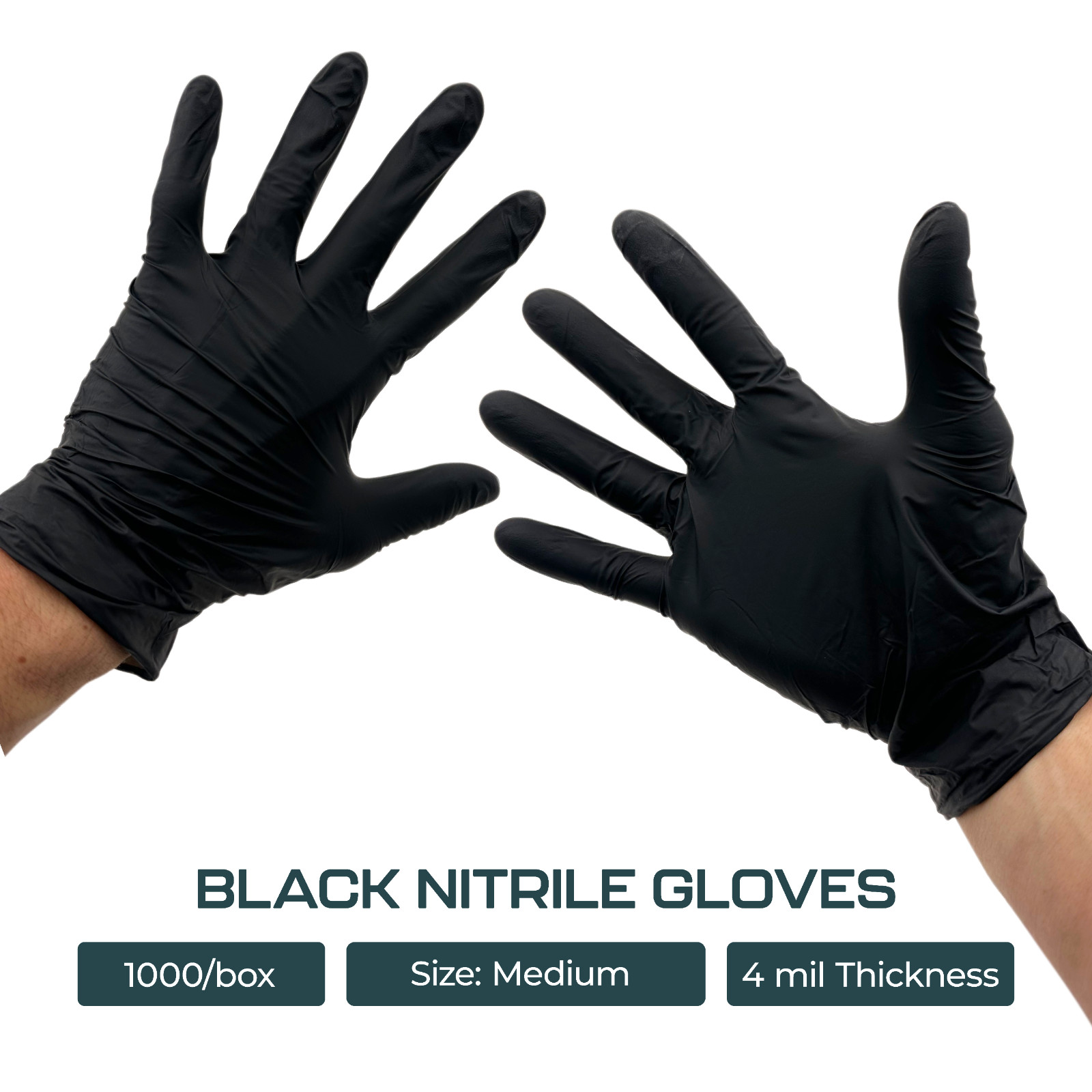 Black Nitrile Disposable Gloves 4 Mil – Medium – 1000 Count Bulk Box