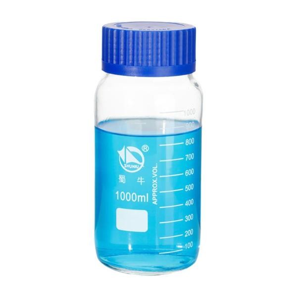 Transparent Laboratory Sample Bottle, 250ml-5000ml Reagent Bottles GL80 Blue Cap