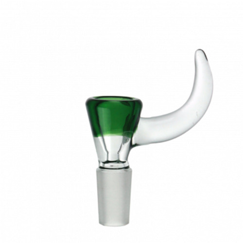 Thick Horn Handle Funnel Color Glass Slide Bowl 14mm Marble Tobacco Hookah Bong