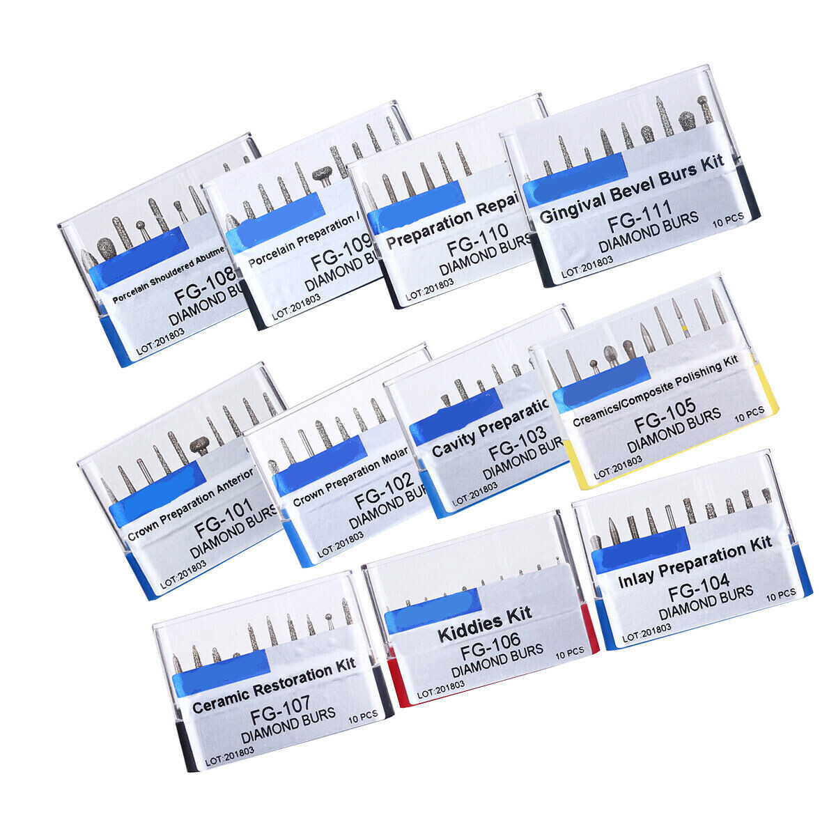 Dental Diamond Burs Composite Polishing Kit For High Speed Handpiece FG 101- 117