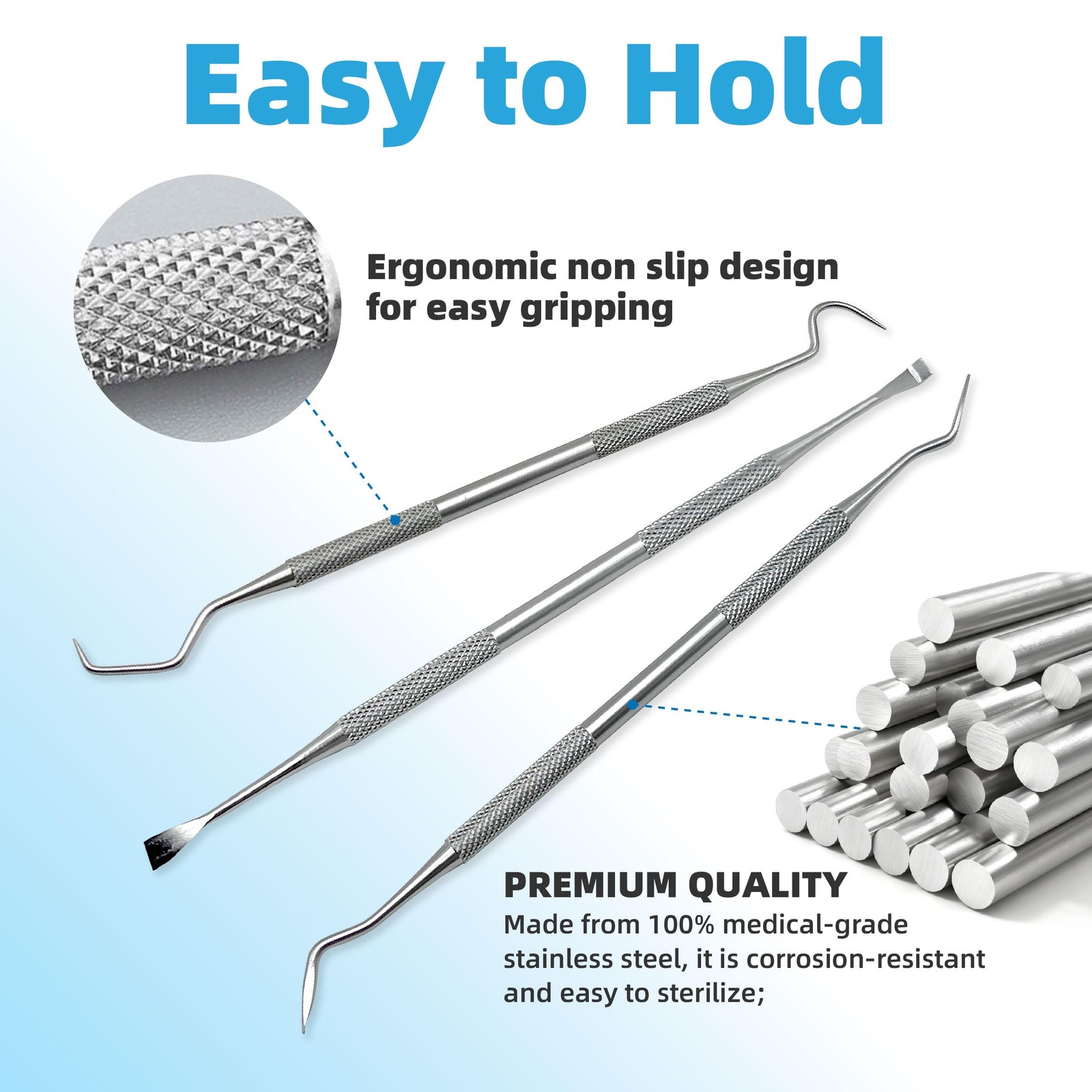 JREEPEE 4 Pack Dental Tools for Teeth Cleaning, Professional metal silver