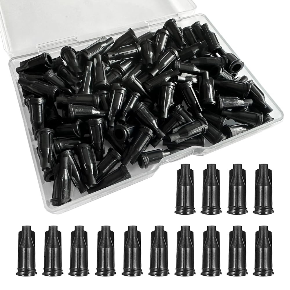 100 Pack Luer Lock Syringe Caps for Slip Tip Leak-Free 100, Black