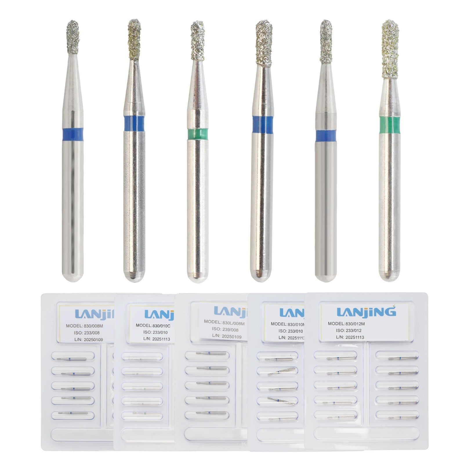 Dental Diamond Burs FG Round Ball Taper Bur 368 801 850 856 Long Surgical Burr