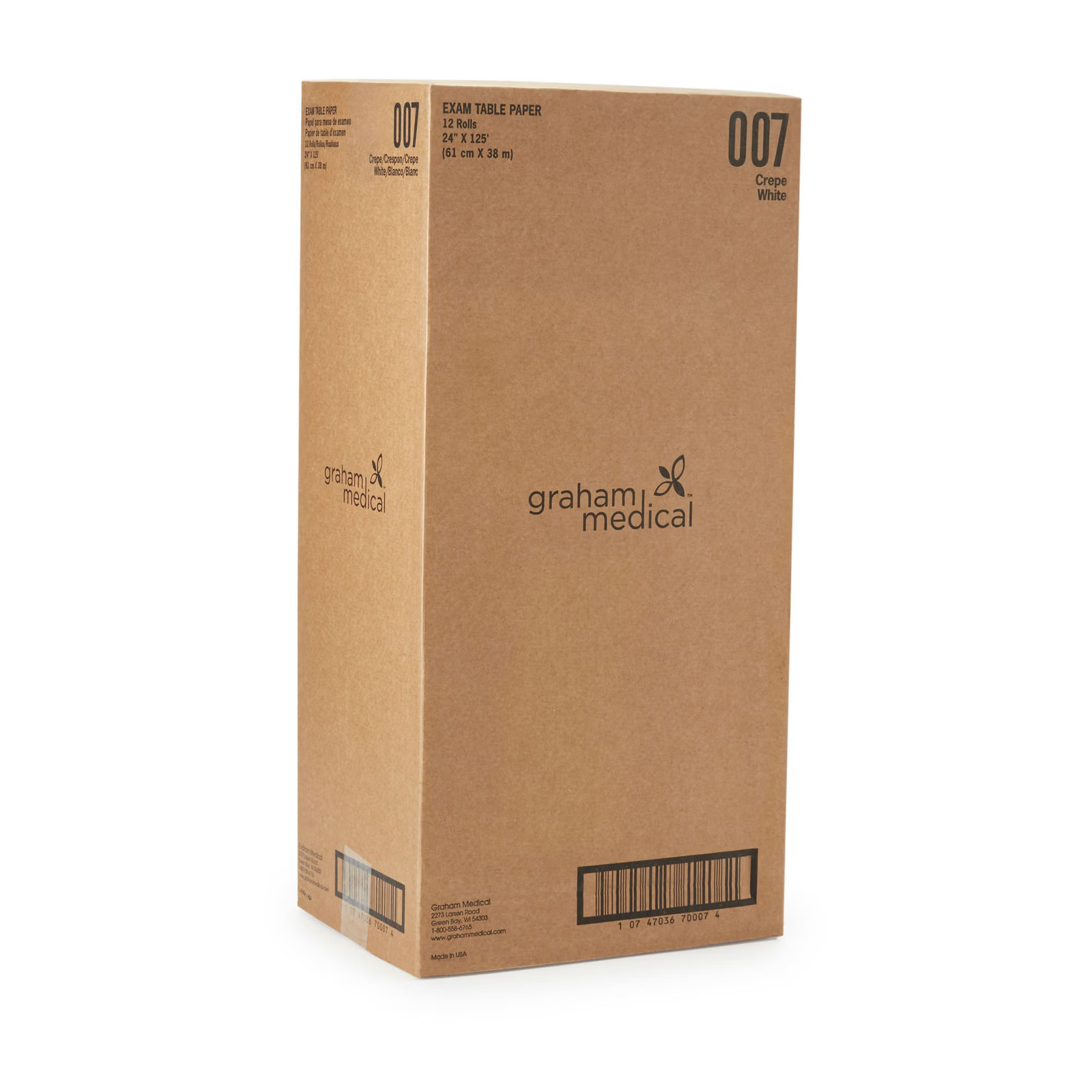 Graham Professional Table Paper White Crepe 24» W x 125′ L 12 Rolls