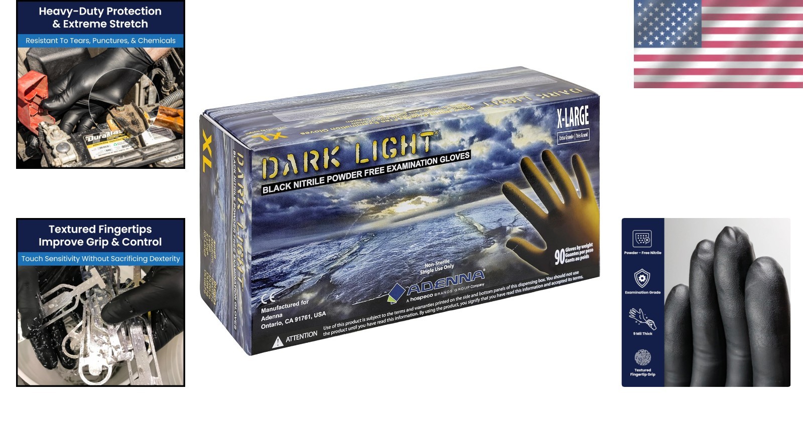Comfortable 9-Mil Black Nitrile Gloves – Disposable Powder-Free, XL, 90 Count